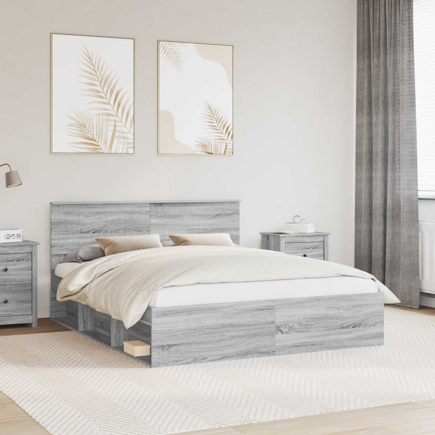 Bedframe Grijs Sonoma 160 x 200 cm Massief grenenhout is nu te koop bij PeponiXL, paradijselijk wonen!
