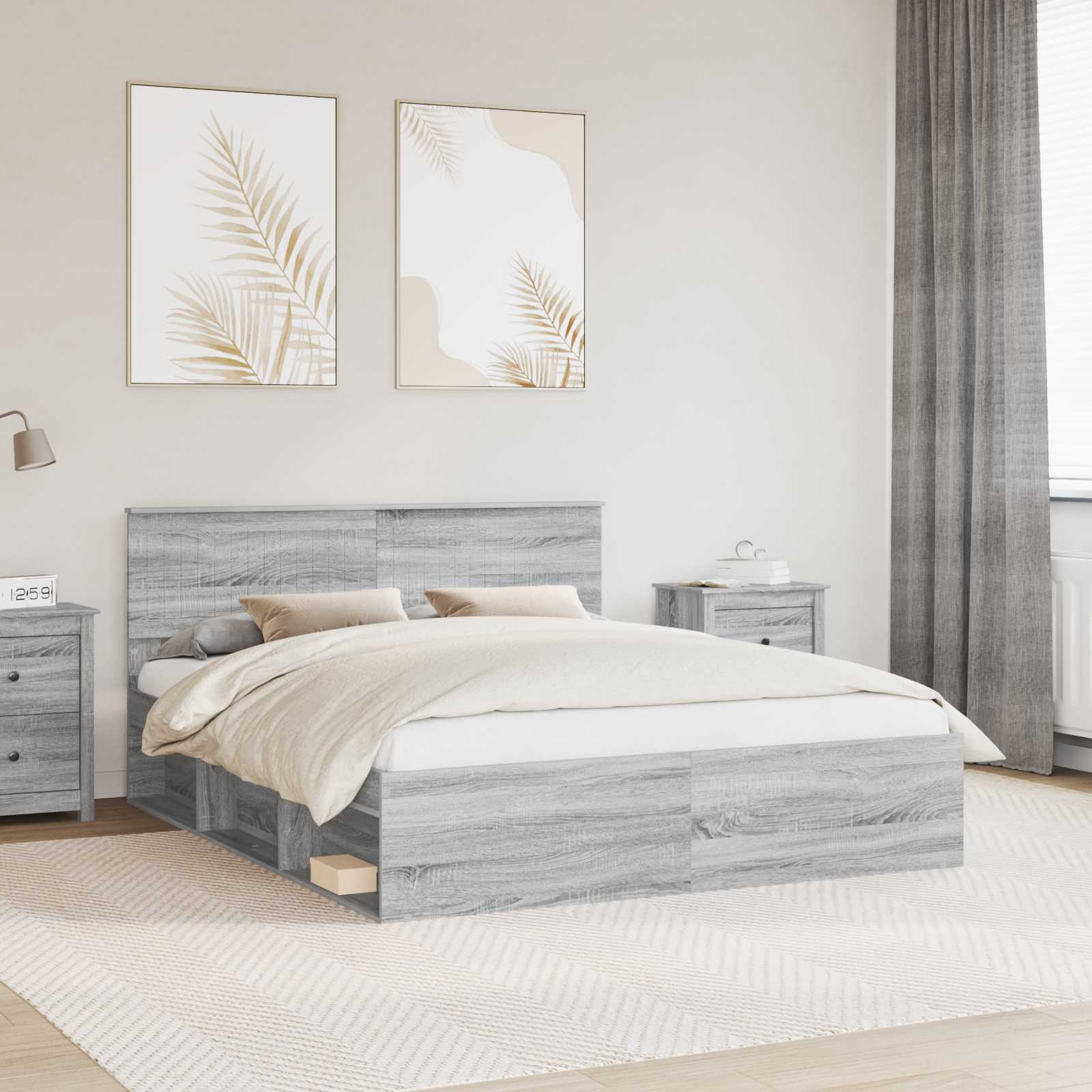 Bedframe Grijs Sonoma 160 x 200 cm Massief grenenhout is nu te koop bij PeponiXL, paradijselijk wonen!