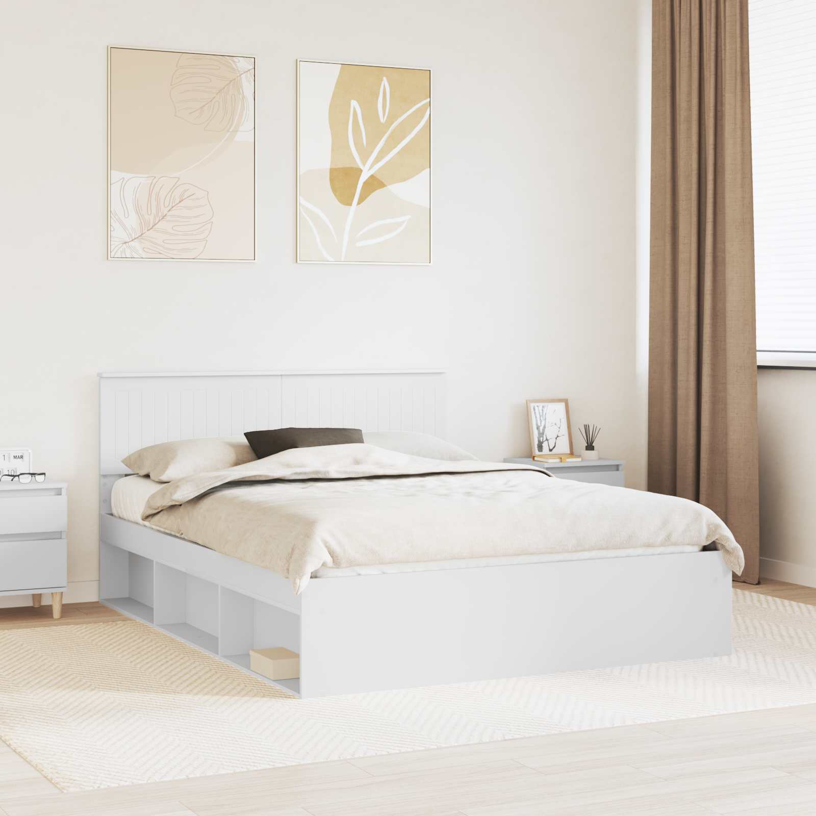 Bedframe met hoofdeinde Wit 150 x 200 cm Massief grenenhout is nu te koop bij PeponiXL, paradijselijk wonen!
