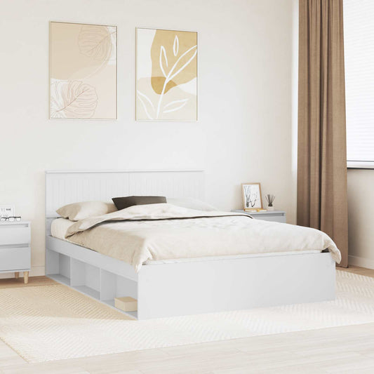 Bedframe met hoofdeinde Wit 150 x 200 cm Massief grenenhout is nu te koop bij PeponiXL, paradijselijk wonen!