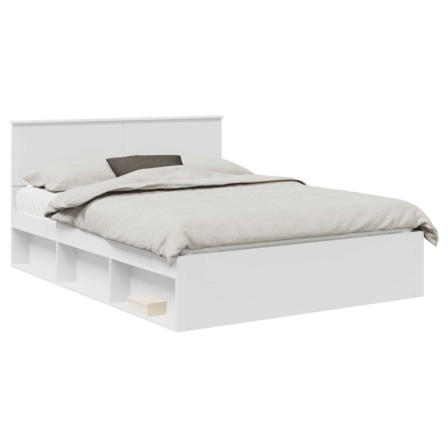 Bedframe met hoofdeinde Wit 150 x 200 cm Massief grenenhout is nu te koop bij PeponiXL, paradijselijk wonen!