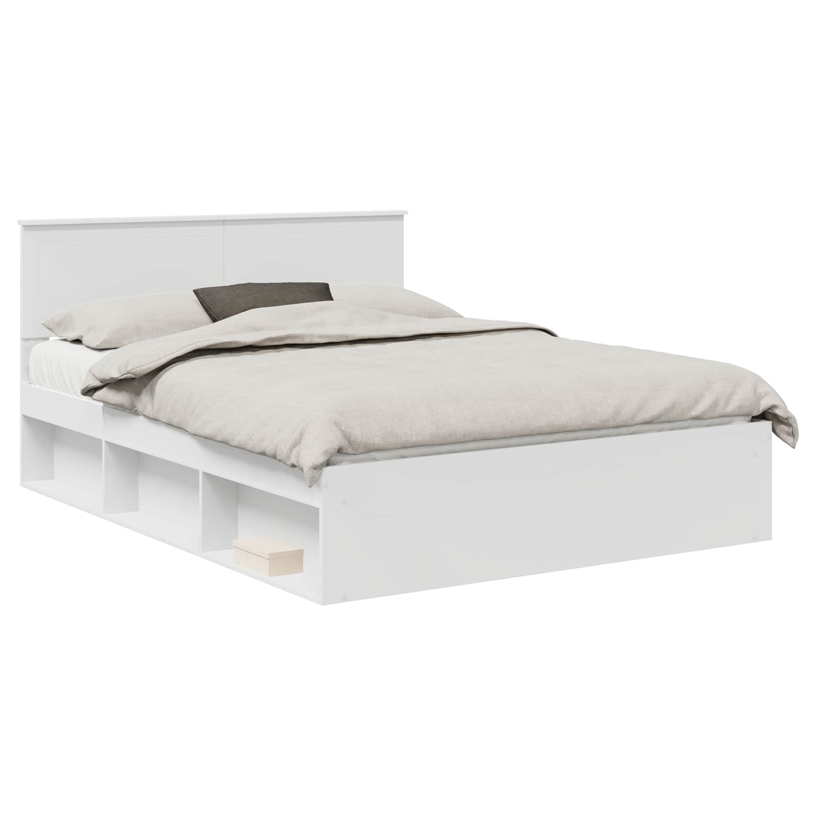 Bedframe met hoofdeinde Wit 150 x 200 cm Massief grenenhout is nu te koop bij PeponiXL, paradijselijk wonen!