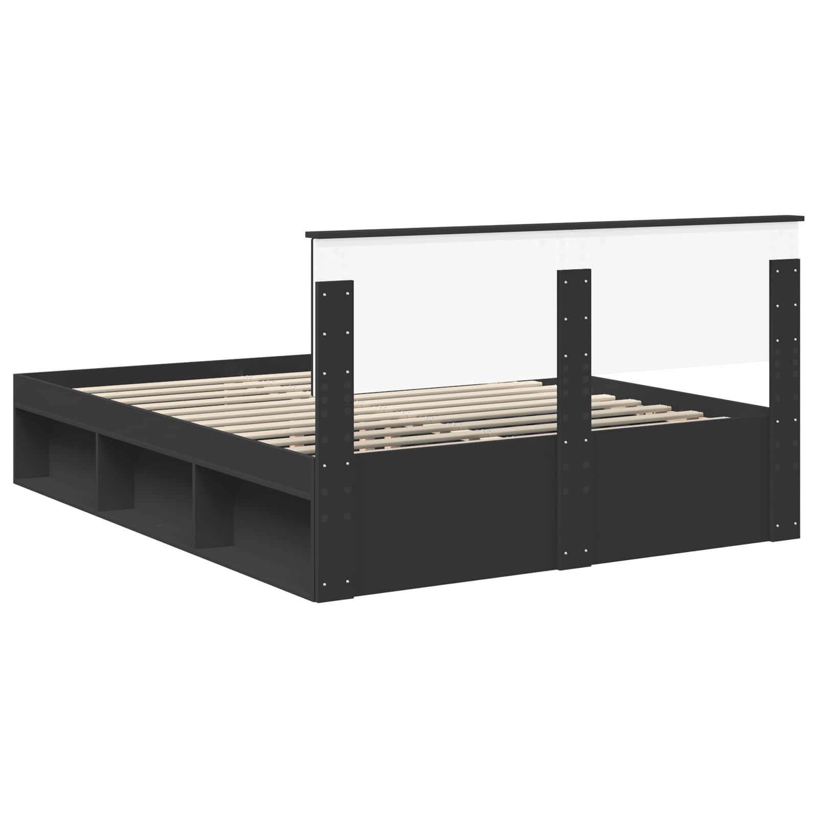 Bedframe met hoofdeinde Zwart 150 x 200 cm Massief grenenhout is nu te koop bij PeponiXL, paradijselijk wonen!