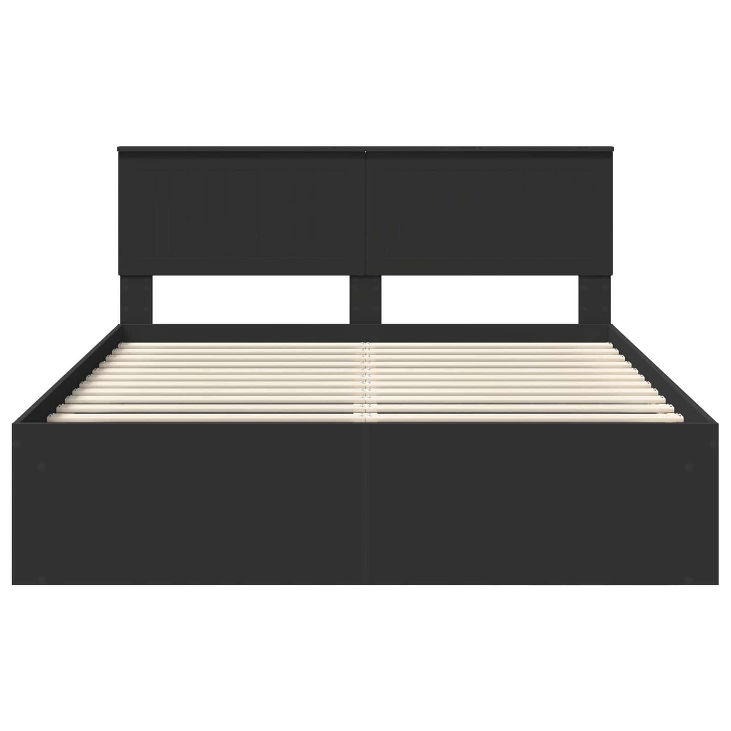 Bedframe met hoofdeinde Zwart 150 x 200 cm Massief grenenhout is nu te koop bij PeponiXL, paradijselijk wonen!