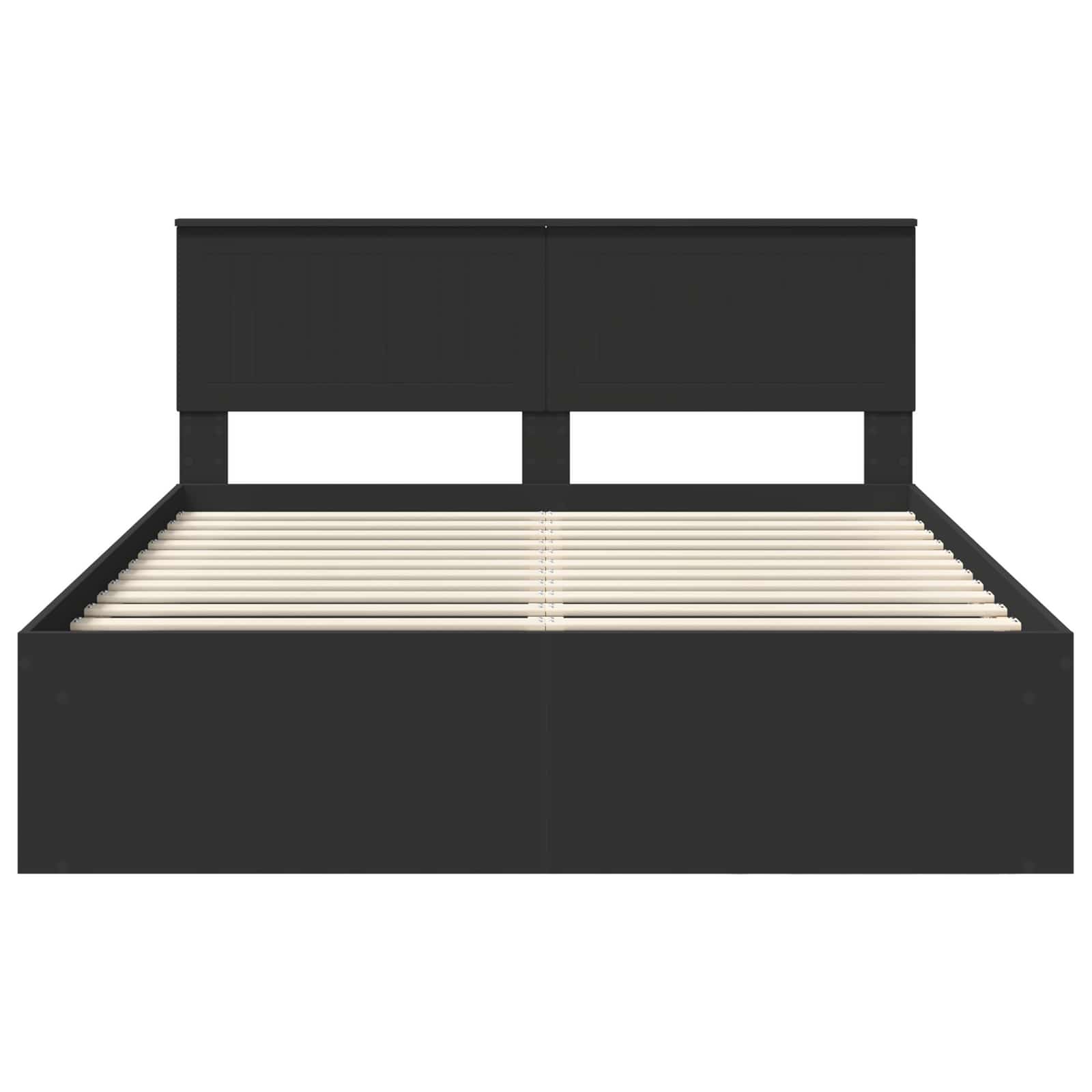 Bedframe met hoofdeinde Zwart 150 x 200 cm Massief grenenhout is nu te koop bij PeponiXL, paradijselijk wonen!