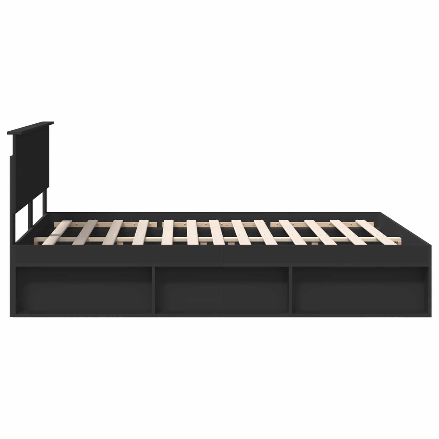 Bedframe met hoofdeinde Zwart 150 x 200 cm Massief grenenhout is nu te koop bij PeponiXL, paradijselijk wonen!