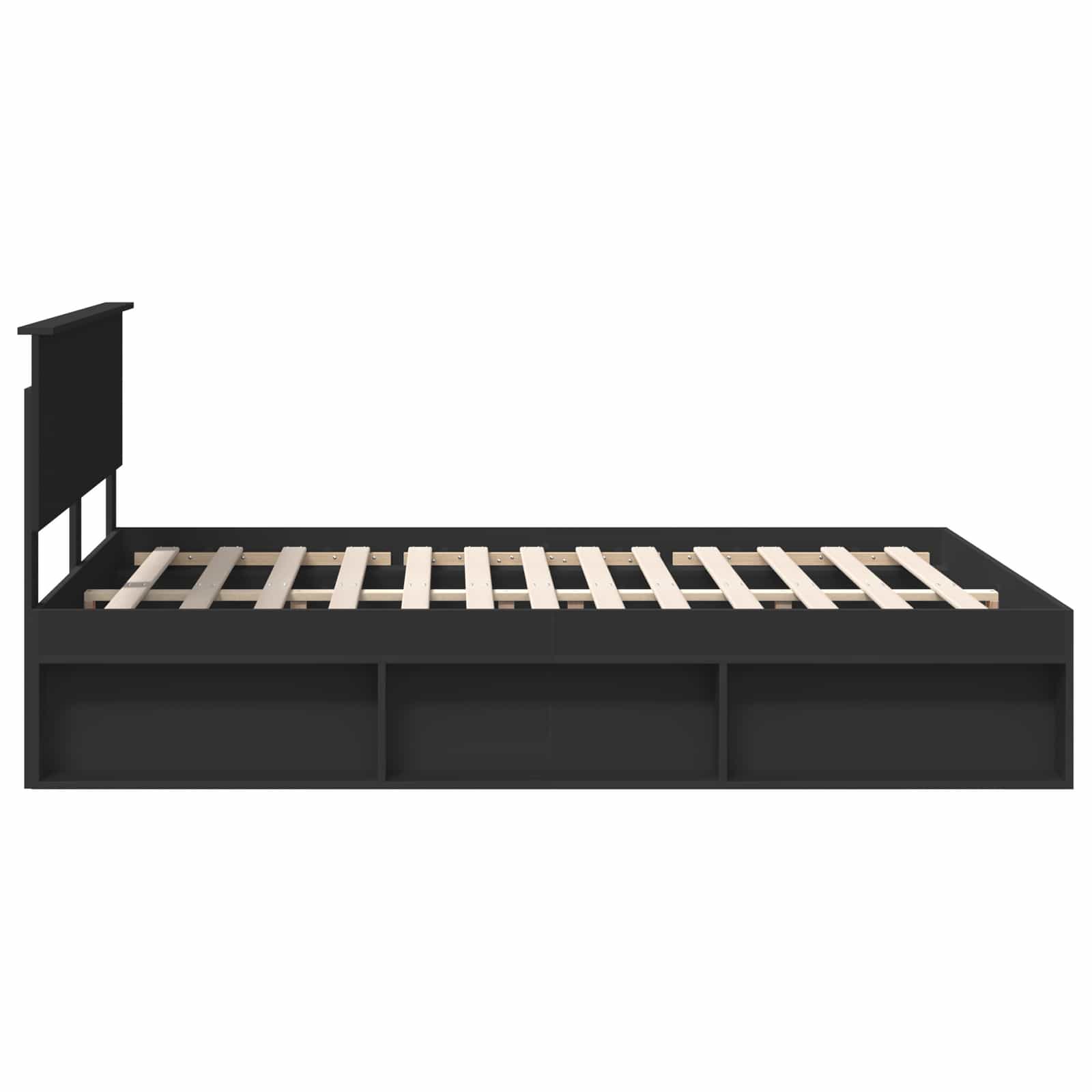 Bedframe met hoofdeinde Zwart 150 x 200 cm Massief grenenhout is nu te koop bij PeponiXL, paradijselijk wonen!