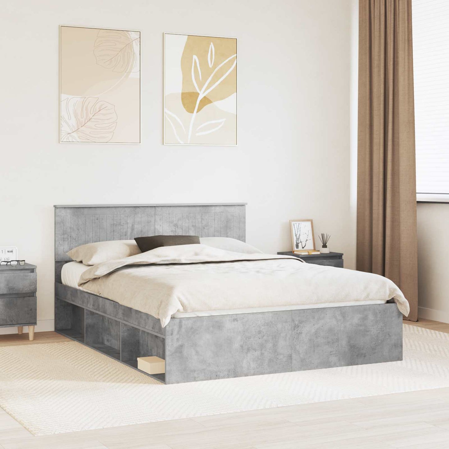 Bedframe Concerte Grijs 150 x 200 cm Massief grenenhout is nu te koop bij PeponiXL, paradijselijk wonen!