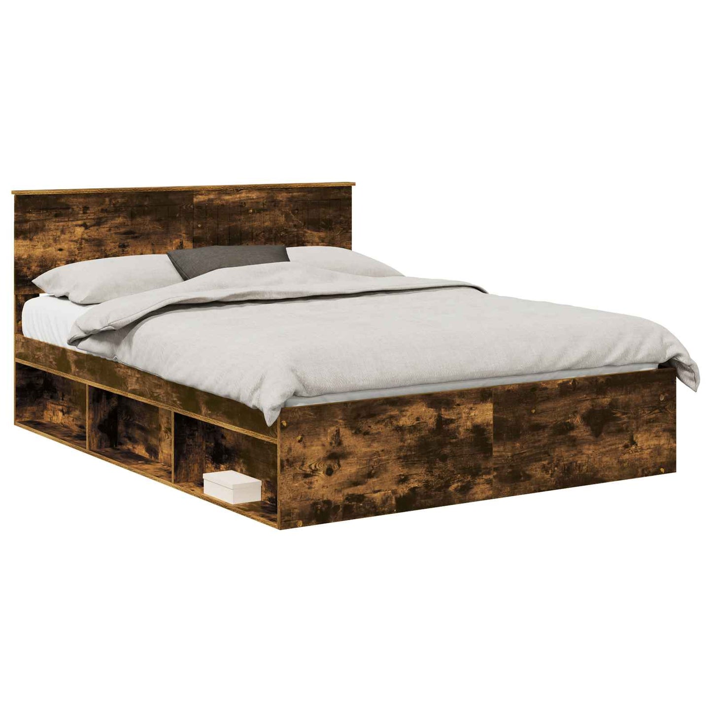 Bedframe Gerookt eiken 150 x 200 cm Massief grenenhout is nu te koop bij PeponiXL, paradijselijk wonen!