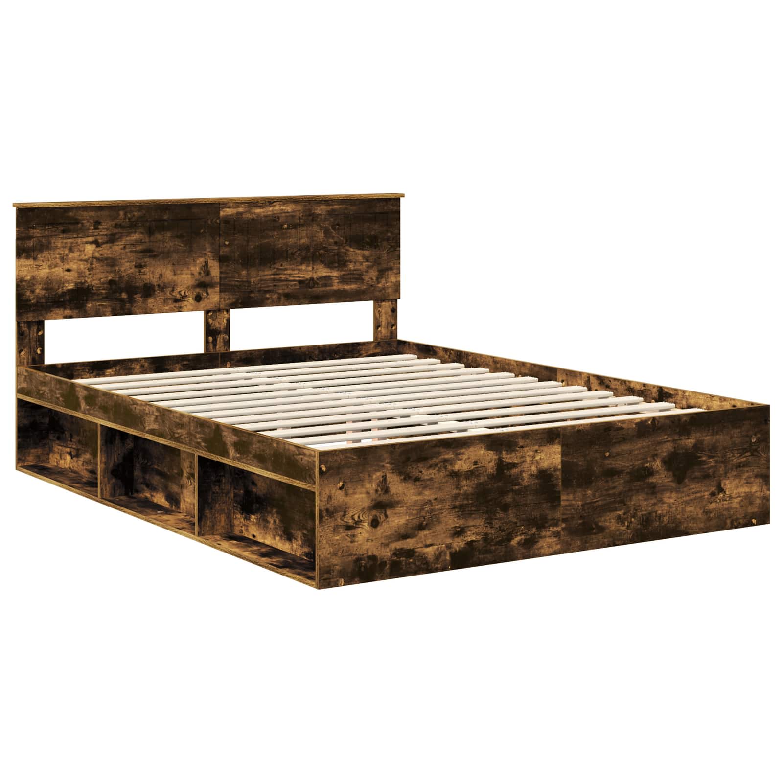 Bedframe Gerookt eiken 150 x 200 cm Massief grenenhout is nu te koop bij PeponiXL, paradijselijk wonen!