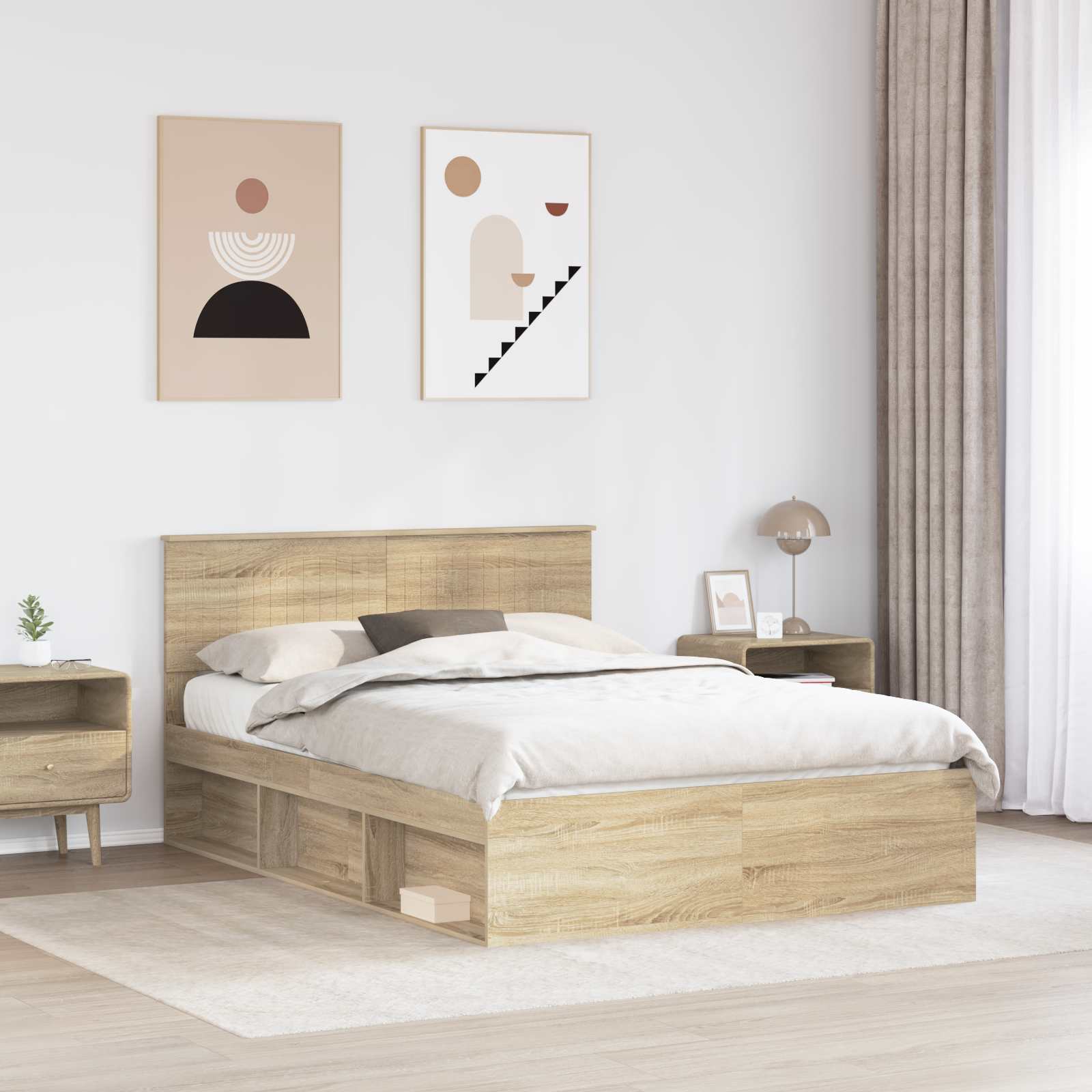 Bedframe met hoofdeinde Sonoma 140 x 200 cm Massief grenenhout is nu te koop bij PeponiXL, paradijselijk wonen!