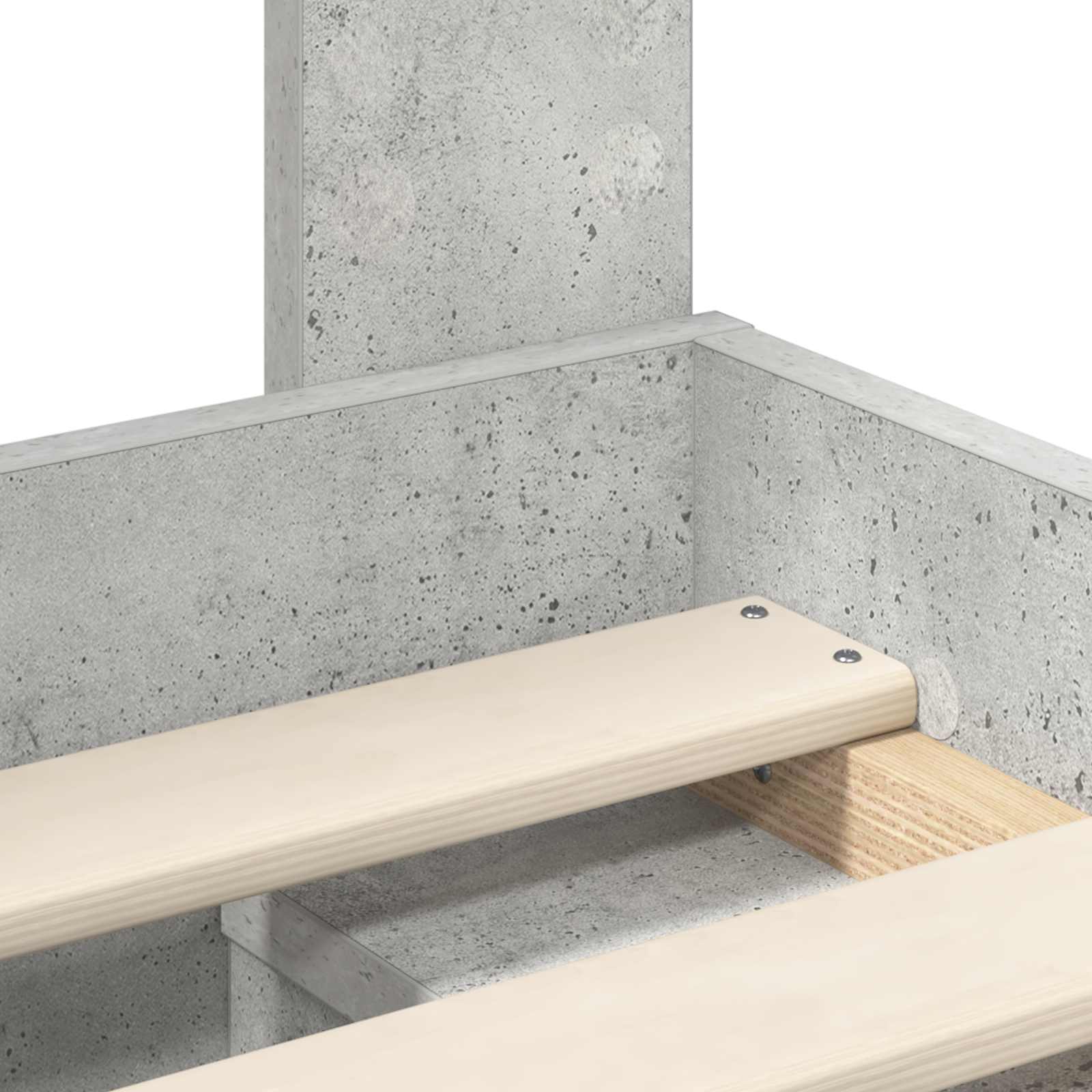 Bedframe met hoofdeinde Beton 140 x 200 cm Massief grenenhout is nu te koop bij PeponiXL, paradijselijk wonen!