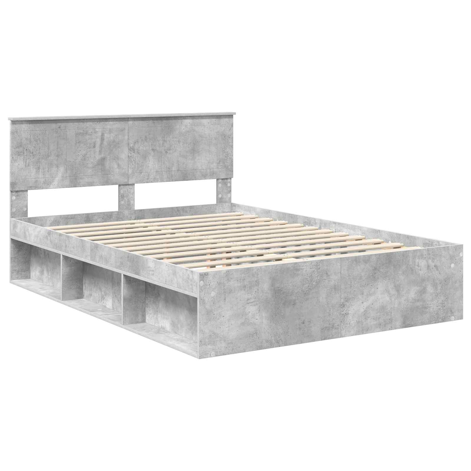 Bedframe met hoofdeinde Beton 140 x 200 cm Massief grenenhout is nu te koop bij PeponiXL, paradijselijk wonen!