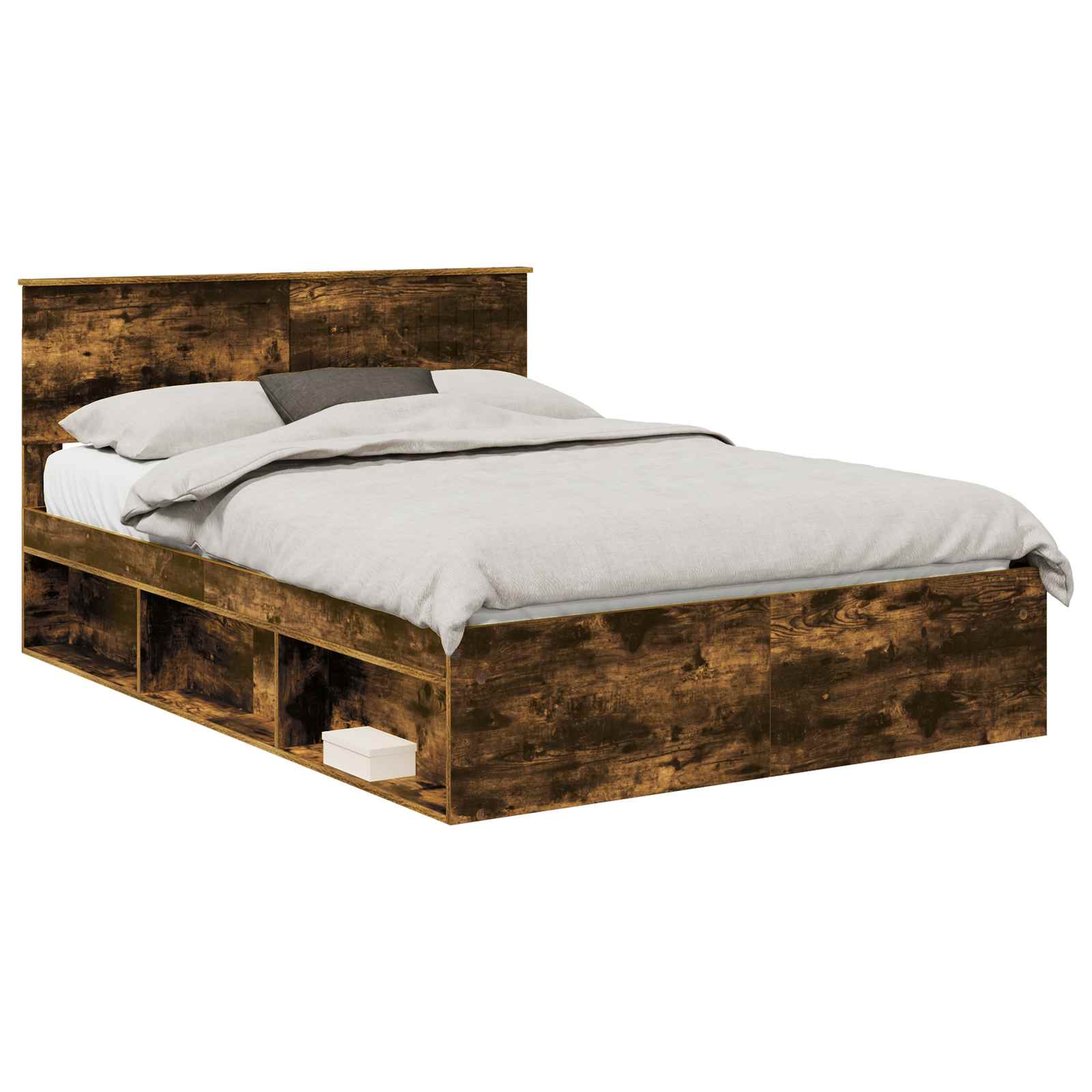 Bedframe Gerookt eiken 140 x 200 cm Massief grenenhout is nu te koop bij PeponiXL, paradijselijk wonen!
