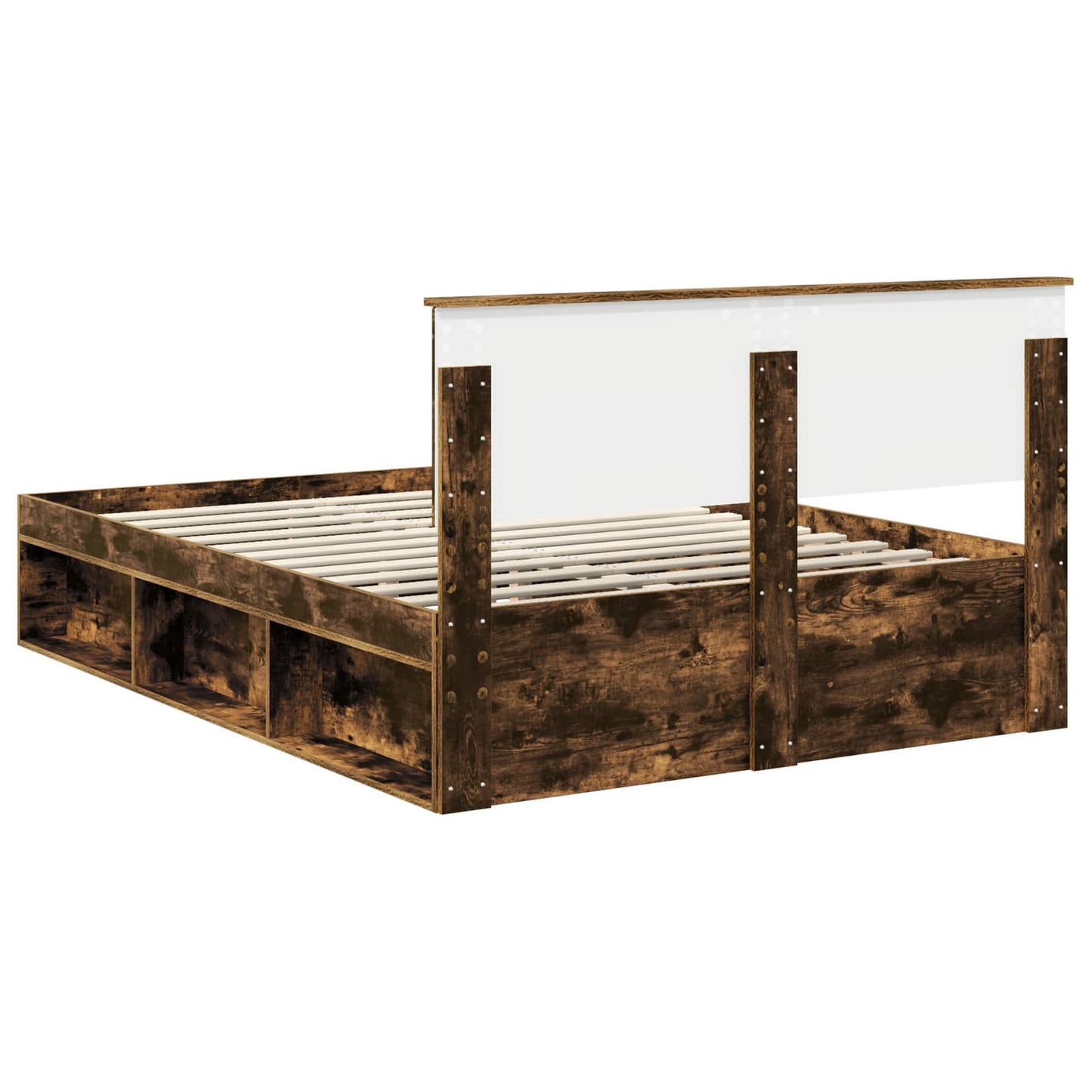 Bedframe Gerookt eiken 140 x 200 cm Massief grenenhout is nu te koop bij PeponiXL, paradijselijk wonen!