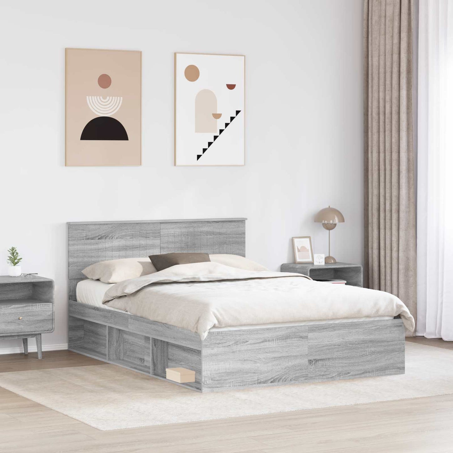 Bedframe Grijs Sonoma 140 x 200 cm Massief grenenhout is nu te koop bij PeponiXL, paradijselijk wonen!