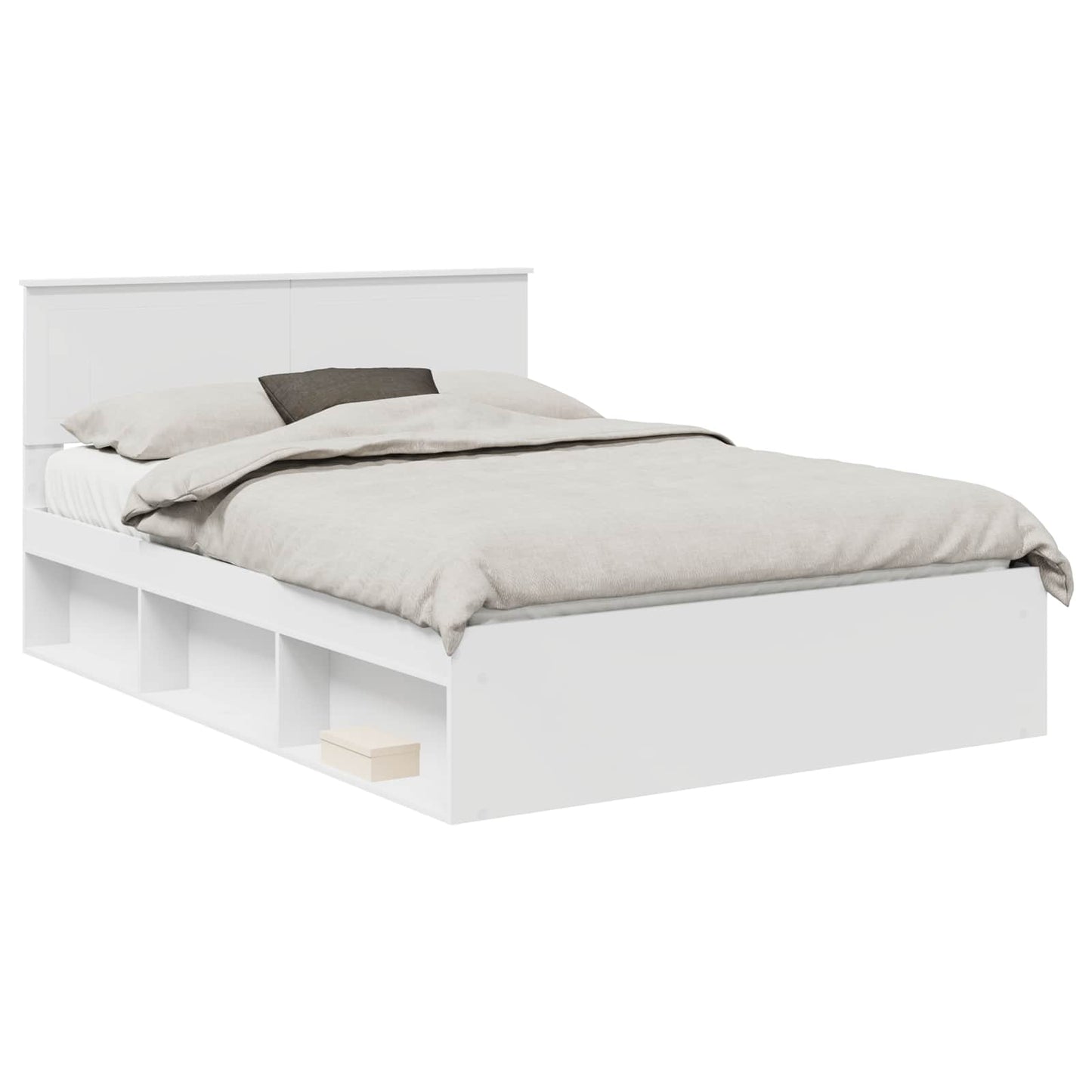 Bedframe met hoofdeinde Wit 140 x 190 cm Massief grenenhout is nu te koop bij PeponiXL, paradijselijk wonen!
