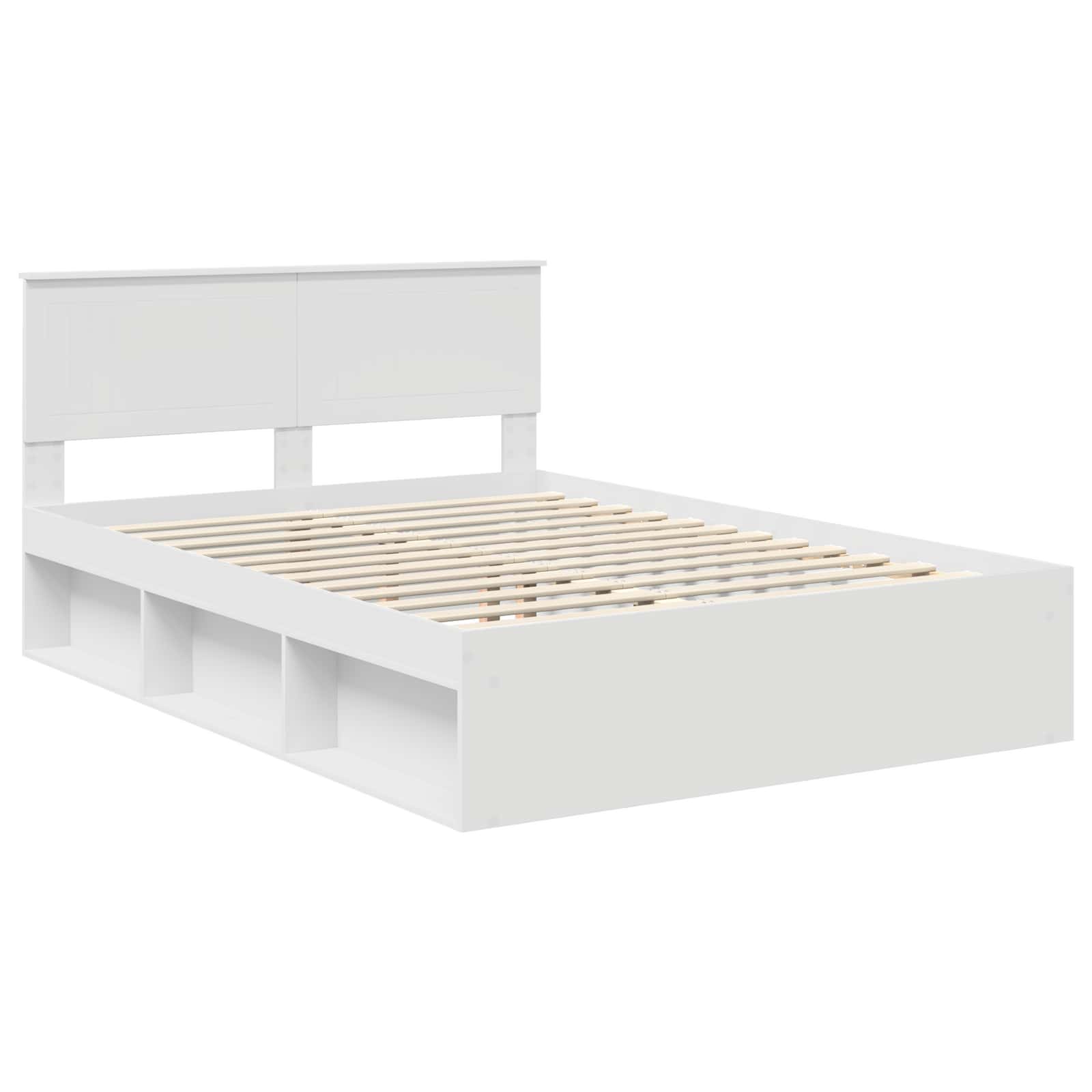 Bedframe met hoofdeinde Wit 140 x 190 cm Massief grenenhout is nu te koop bij PeponiXL, paradijselijk wonen!