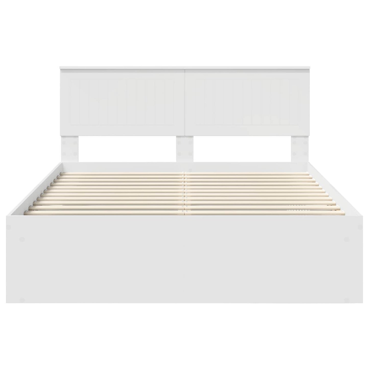 Bedframe met hoofdeinde Wit 140 x 190 cm Massief grenenhout is nu te koop bij PeponiXL, paradijselijk wonen!