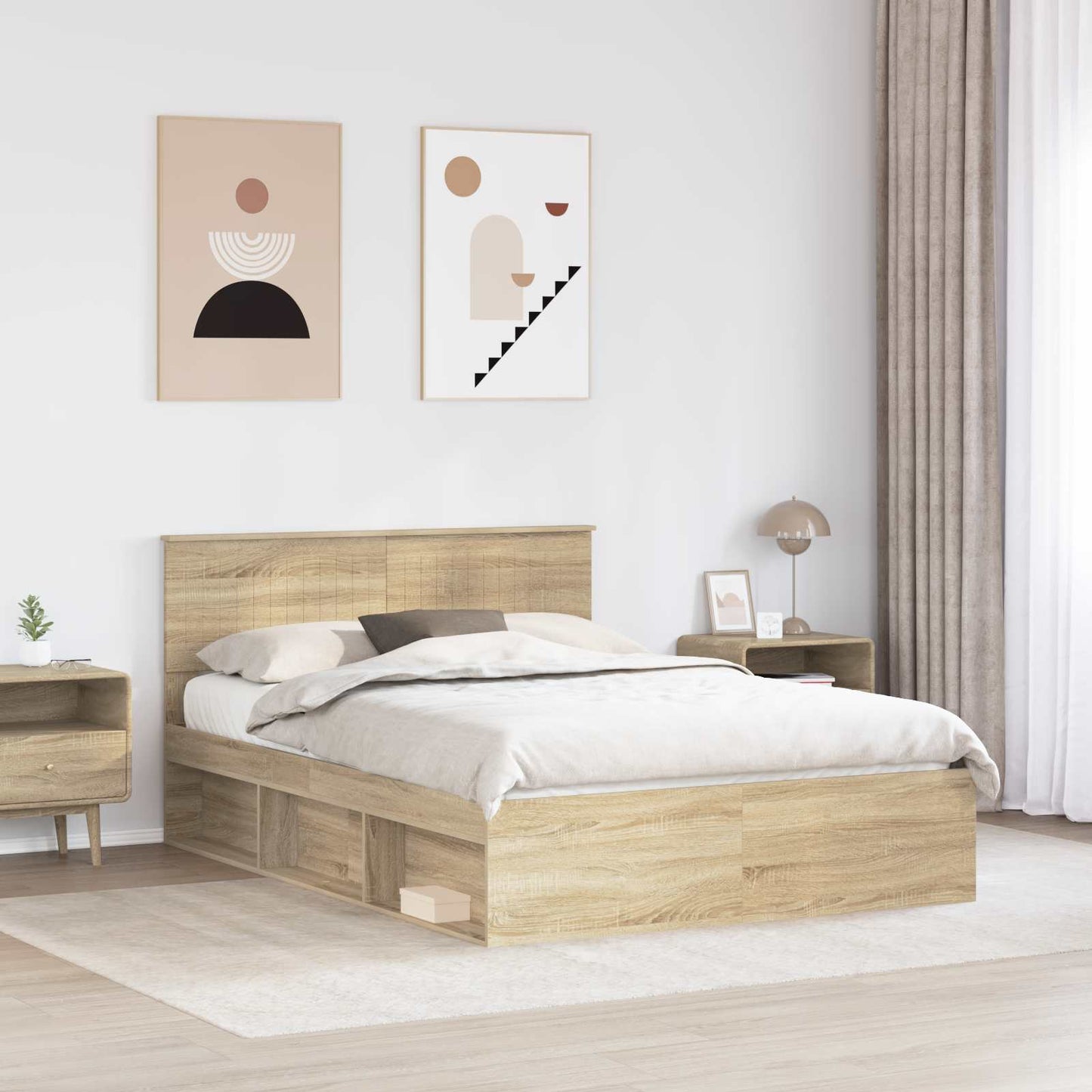 Bedframe met hoofdeinde Sonoma 140 x 190 cm Massief grenenhout is nu te koop bij PeponiXL, paradijselijk wonen!