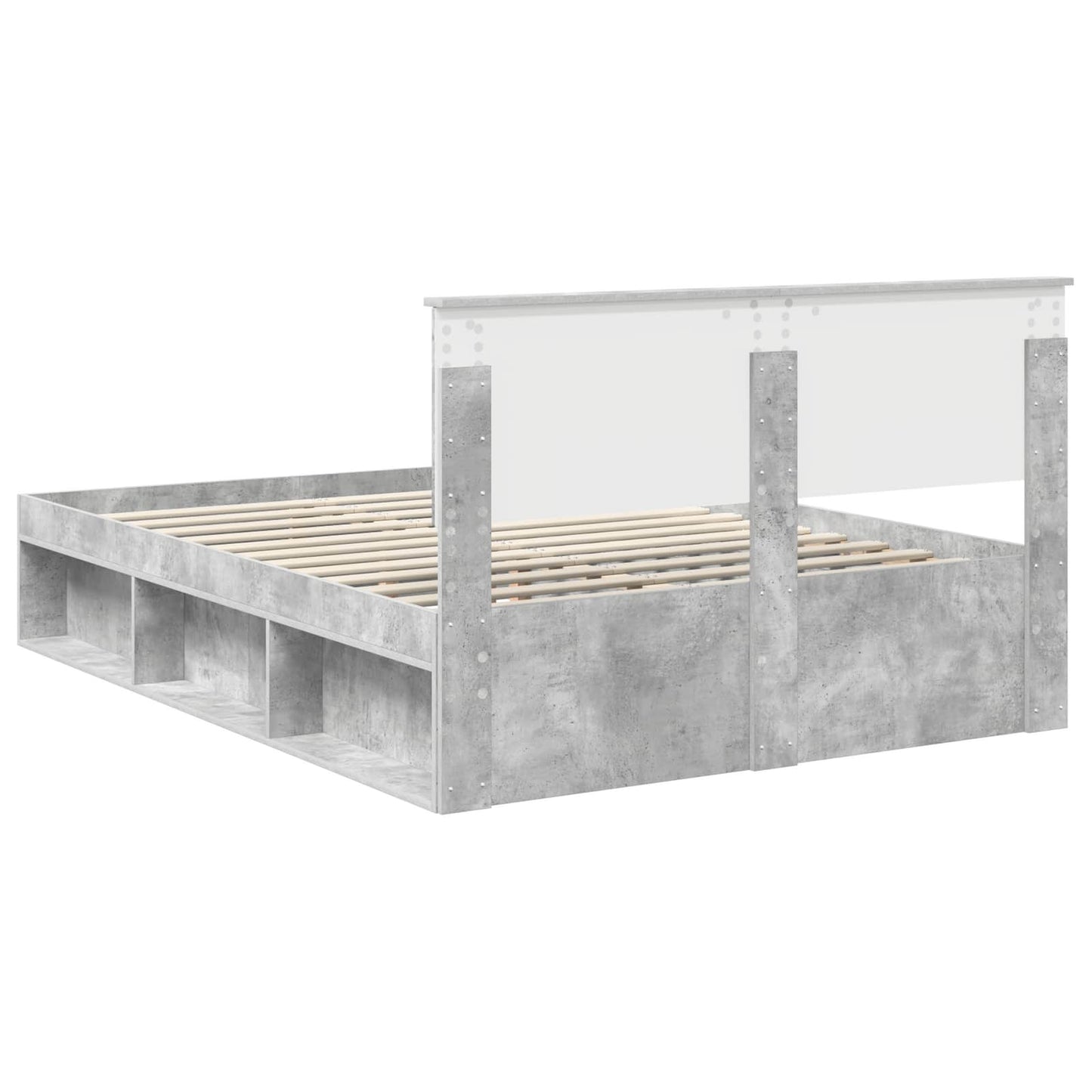 Bedframe met hoofdeinde Beton 140 x 190 cm Massief grenenhout is nu te koop bij PeponiXL, paradijselijk wonen!