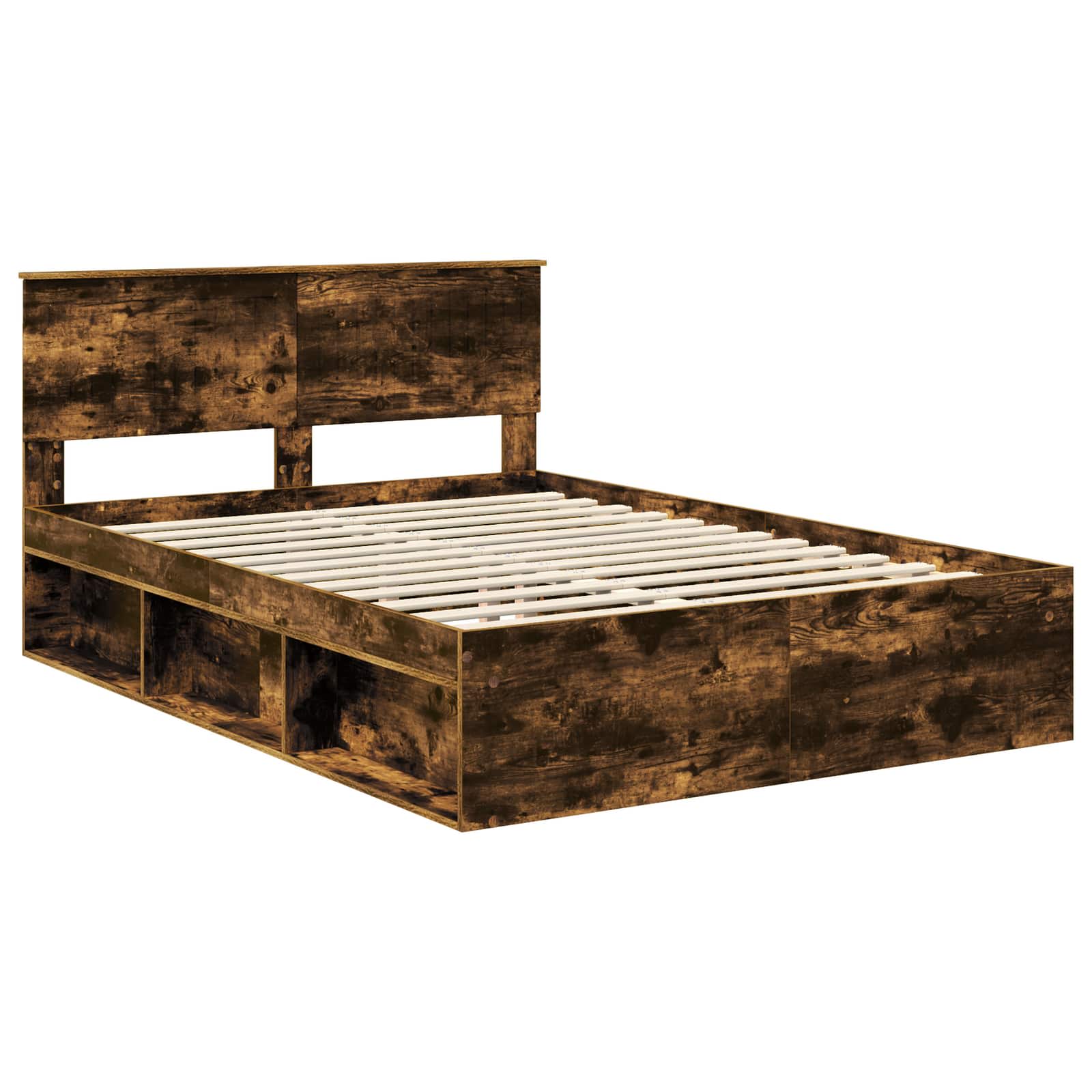 Bedframe Gerookt eiken 140 x 190 cm Massief grenenhout is nu te koop bij PeponiXL, paradijselijk wonen!