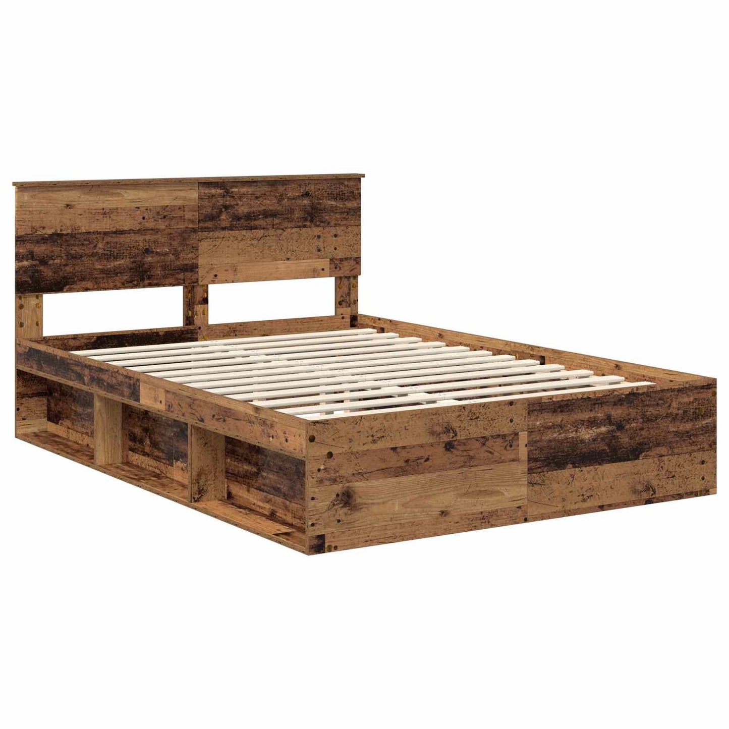 Bedframe met hoofdeinde Oudhout 140 x 190 cm Massief grenenhout is nu te koop bij PeponiXL, paradijselijk wonen!