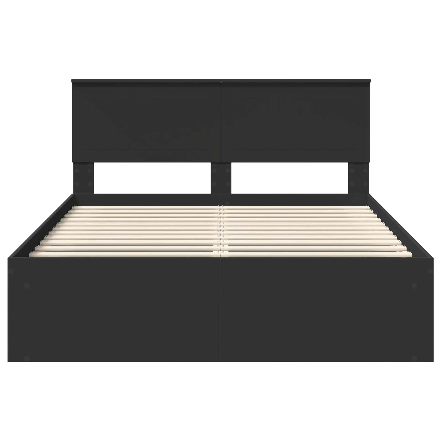 Bedframe met hoofdeinde Zwart 135 x 190 cm Massief grenenhout is nu te koop bij PeponiXL, paradijselijk wonen!