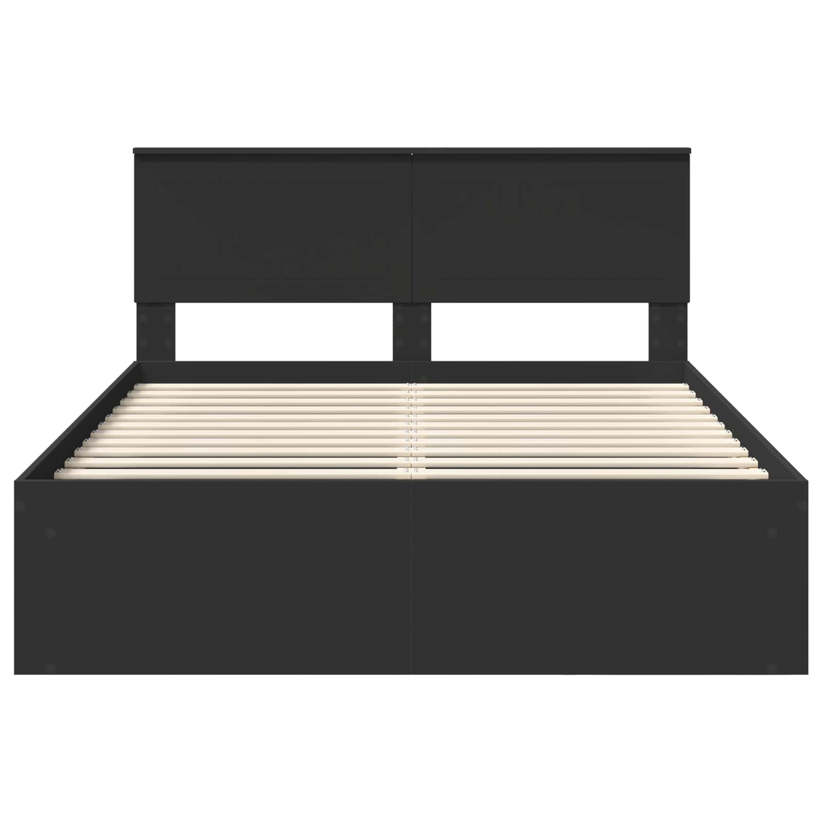 Bedframe met hoofdeinde Zwart 135 x 190 cm Massief grenenhout is nu te koop bij PeponiXL, paradijselijk wonen!