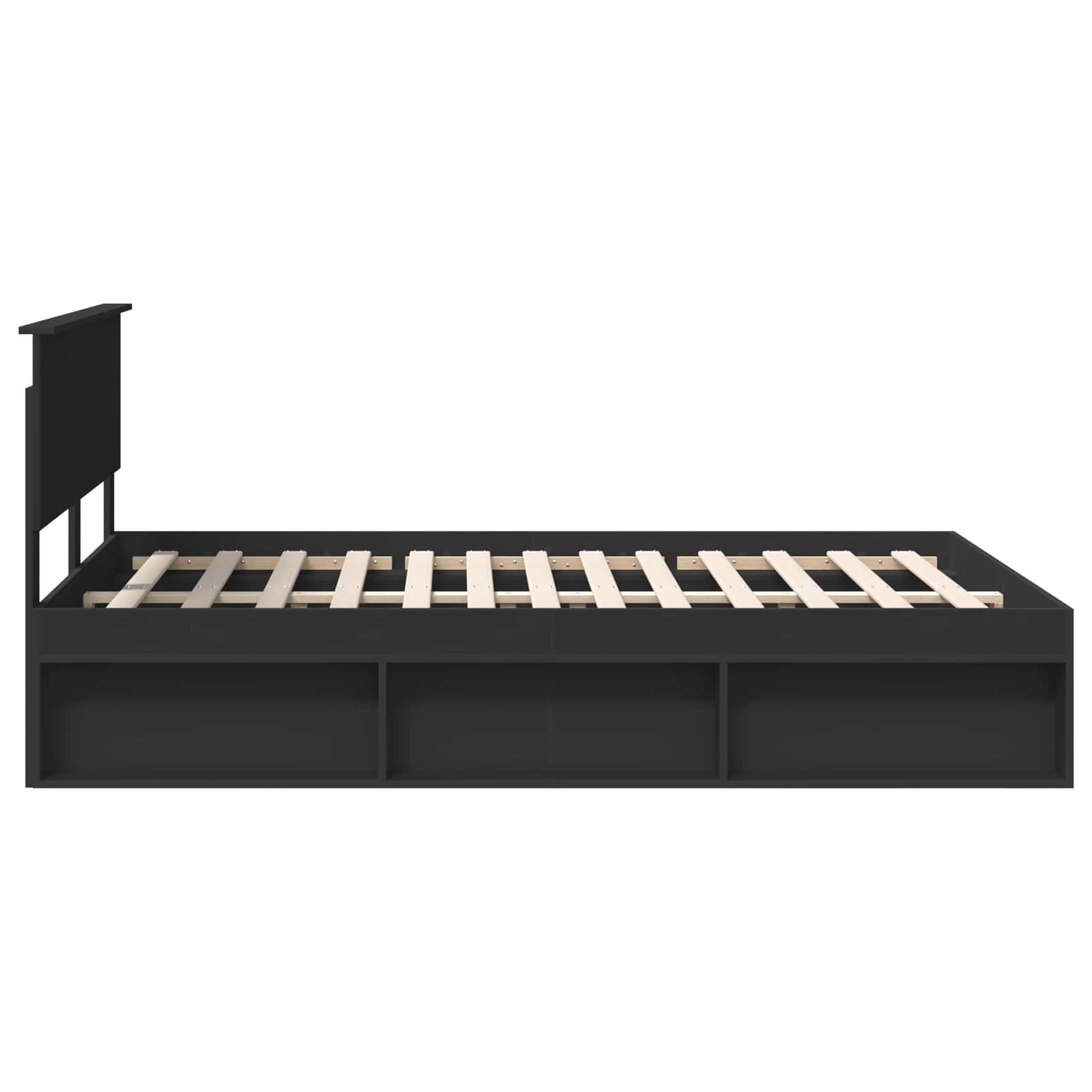 Bedframe met hoofdeinde Zwart 135 x 190 cm Massief grenenhout is nu te koop bij PeponiXL, paradijselijk wonen!