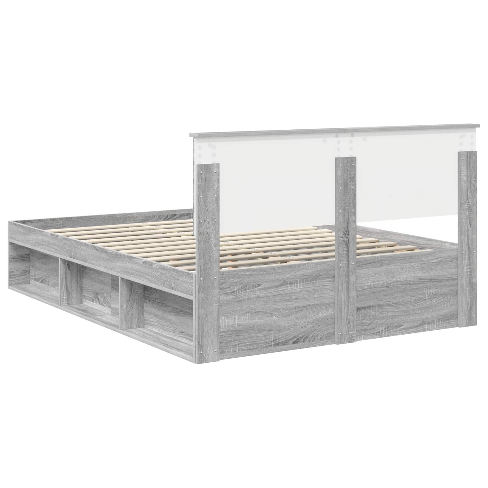 Bedframe Grijs Sonoma 135 x 190 cm Massief grenenhout is nu te koop bij PeponiXL, paradijselijk wonen!