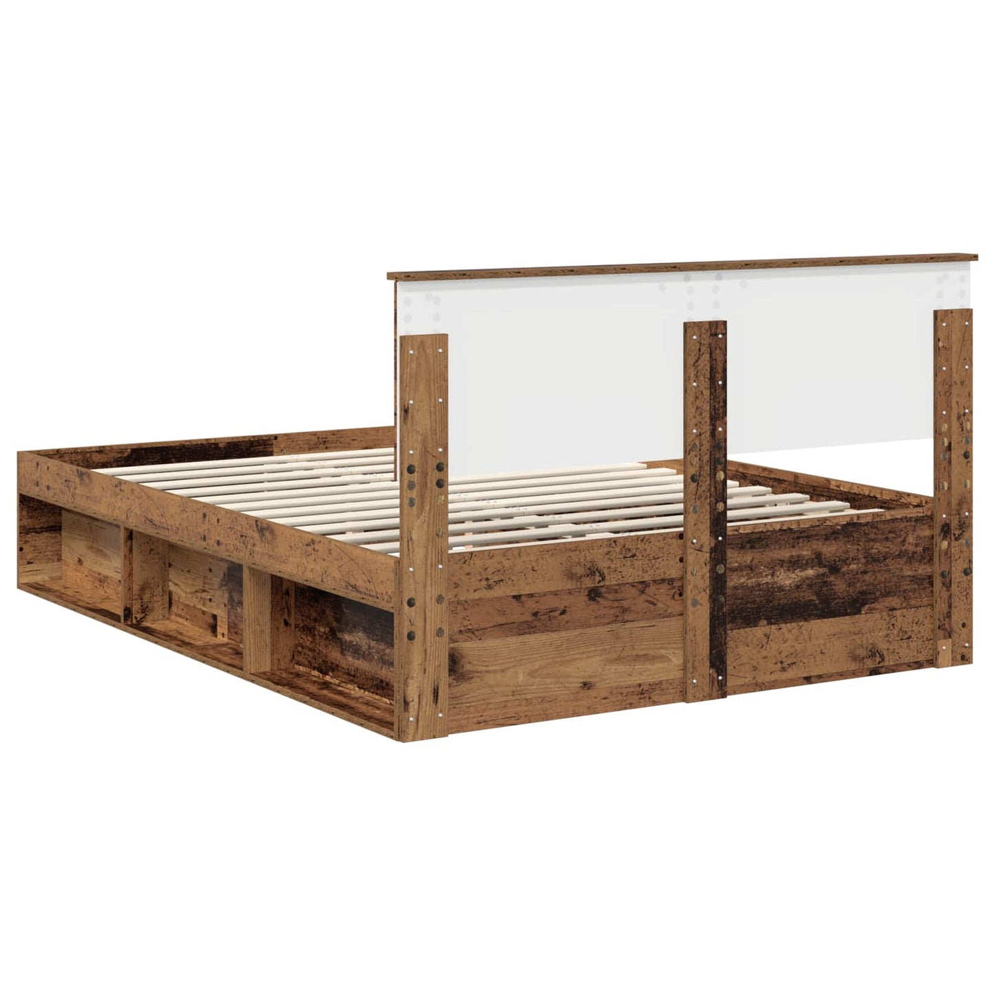 Bedframe met hoofdeinde Oudhout 135 x 190 cm Massief grenenhout is nu te koop bij PeponiXL, paradijselijk wonen!