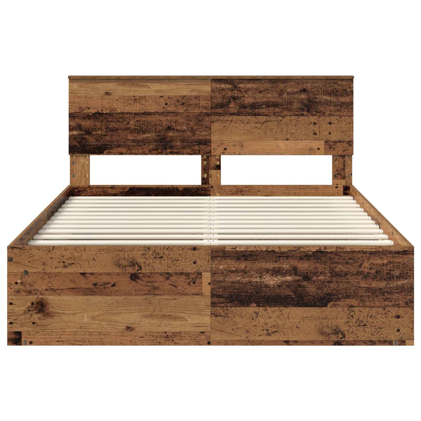 Bedframe met hoofdeinde Oudhout 135 x 190 cm Massief grenenhout is nu te koop bij PeponiXL, paradijselijk wonen!