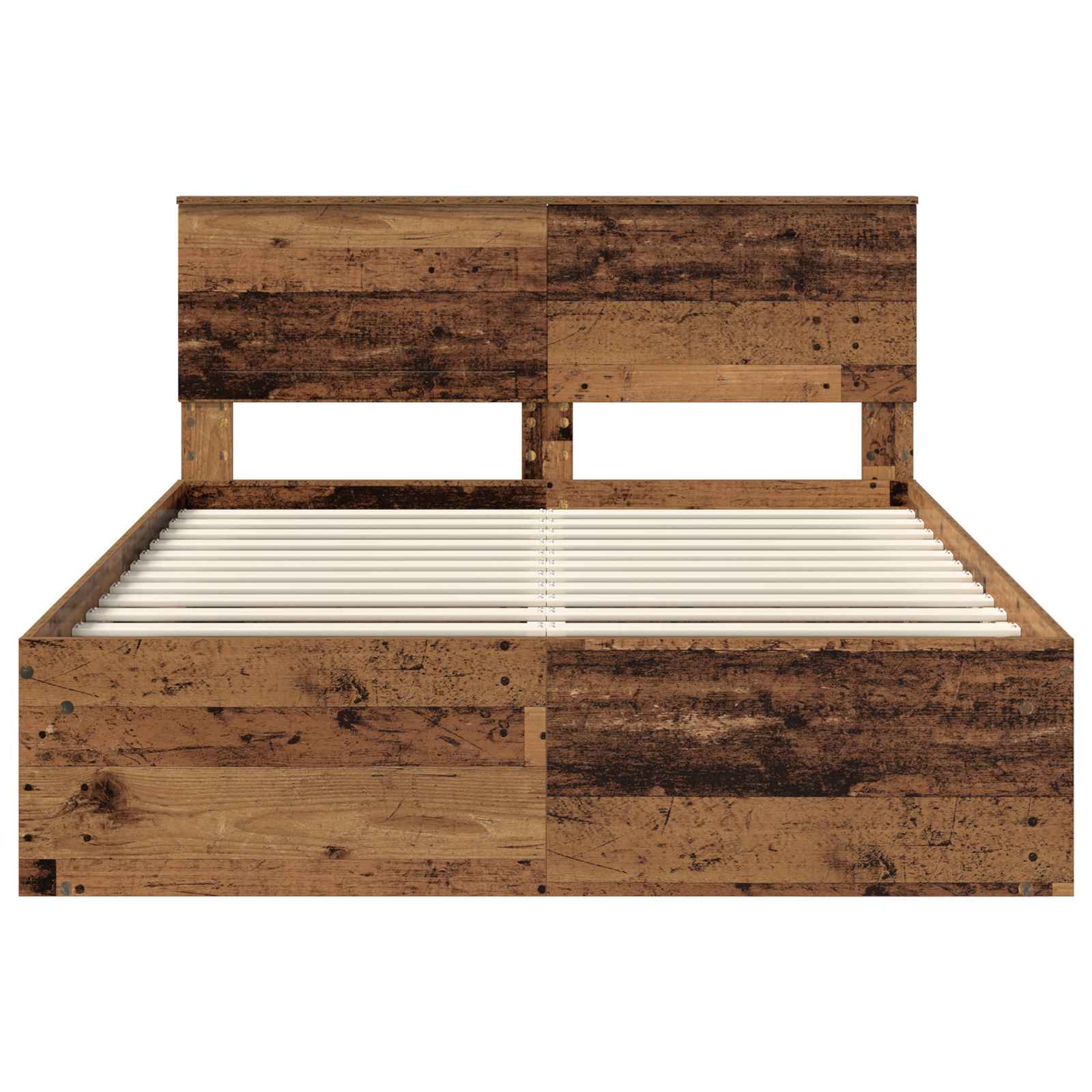 Bedframe met hoofdeinde Oudhout 135 x 190 cm Massief grenenhout is nu te koop bij PeponiXL, paradijselijk wonen!