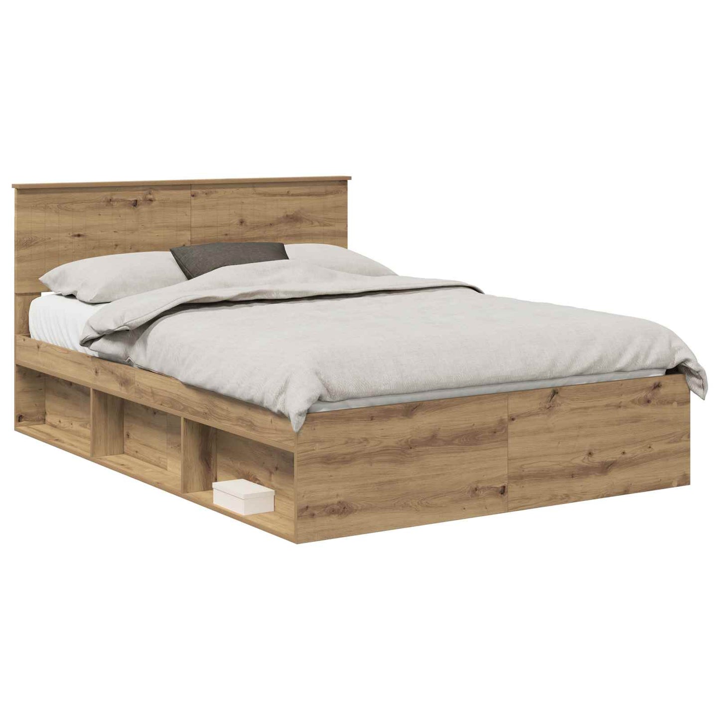 Bedframe Ambachtelijk eiken 135 x 190 cm Massief grenenhout is nu te koop bij PeponiXL, paradijselijk wonen!