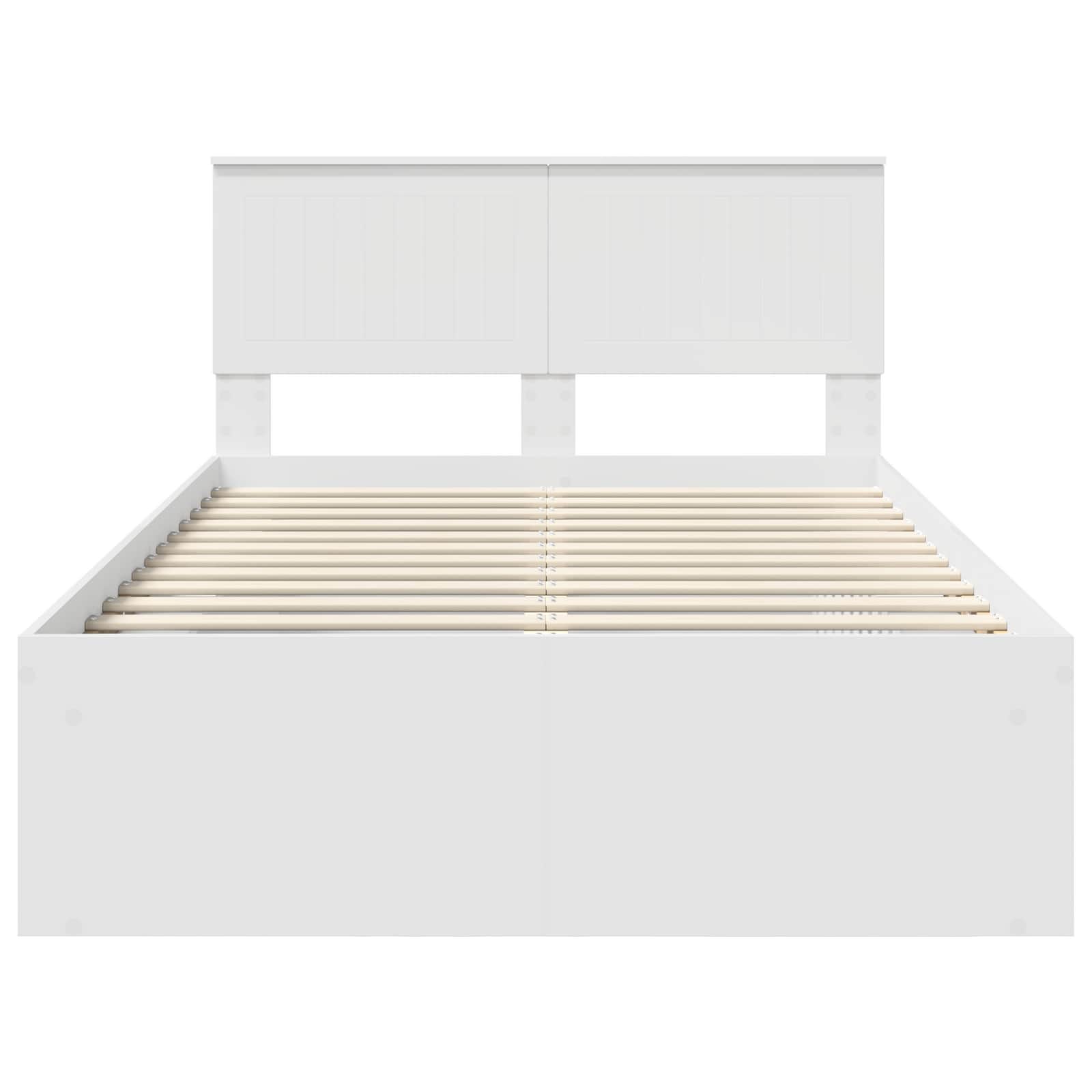 Bedframe met hoofdeinde Wit 120 x 200 cm Massief grenenhout is nu te koop bij PeponiXL, paradijselijk wonen!