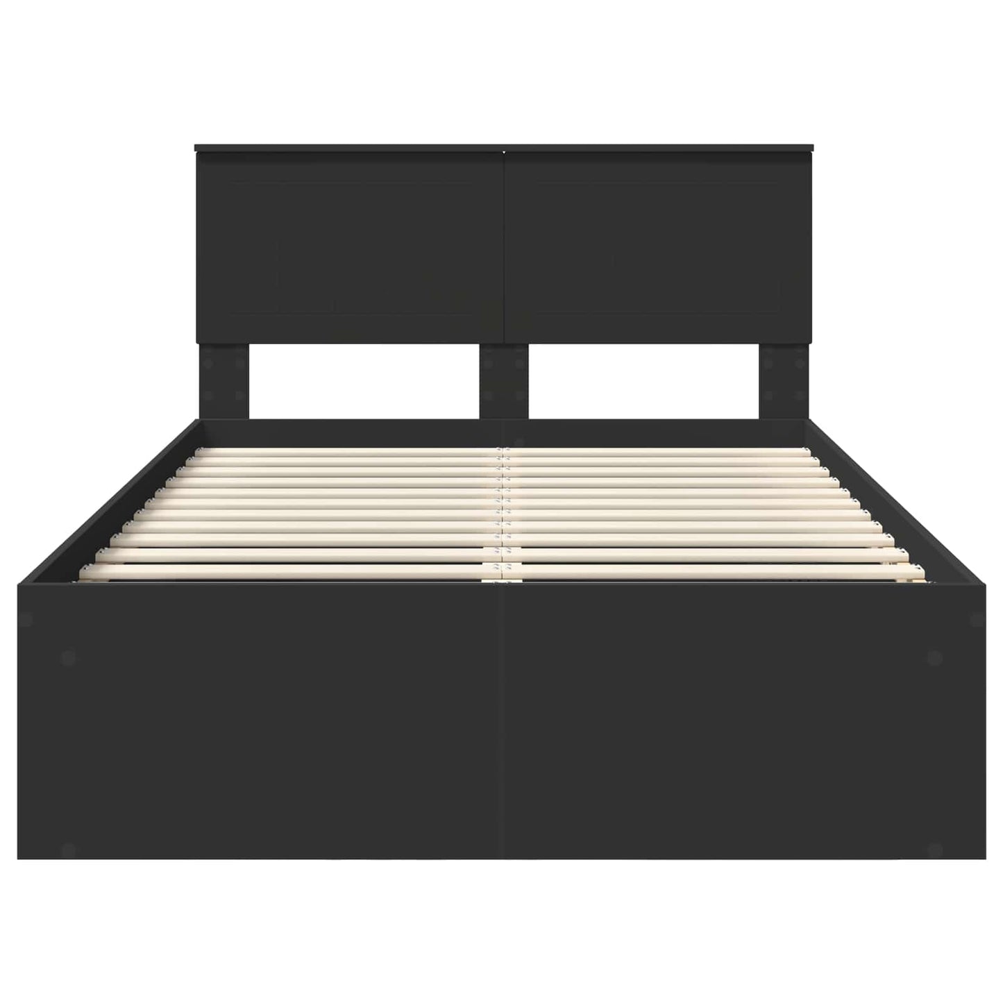 Bedframe met hoofdeinde Zwart 120 x 200 cm Massief grenenhout is nu te koop bij PeponiXL, paradijselijk wonen!