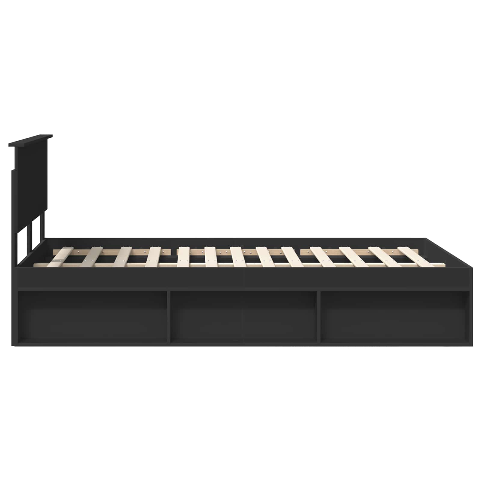 Bedframe met hoofdeinde Zwart 120 x 200 cm Massief grenenhout is nu te koop bij PeponiXL, paradijselijk wonen!