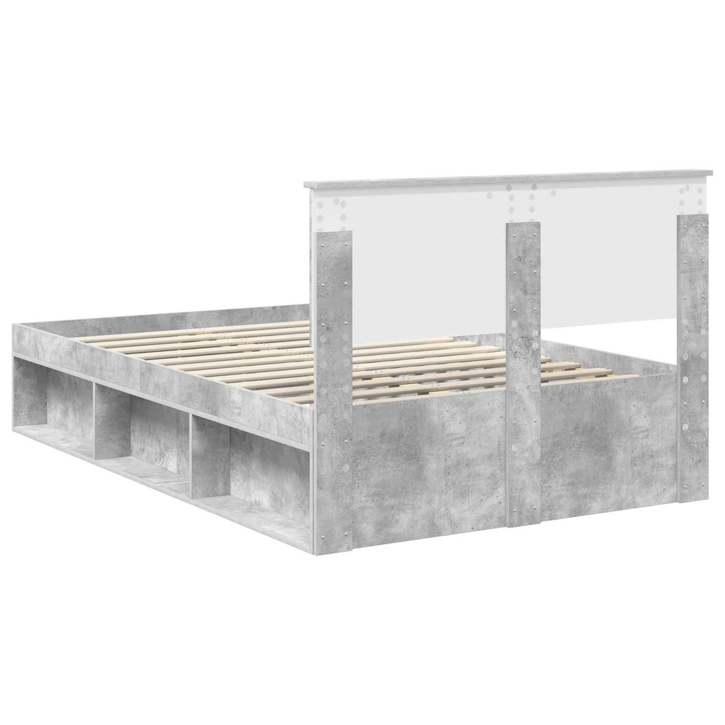 Bedframe met hoofdeinde Beton 120 x 200 cm Massief grenenhout is nu te koop bij PeponiXL, paradijselijk wonen!