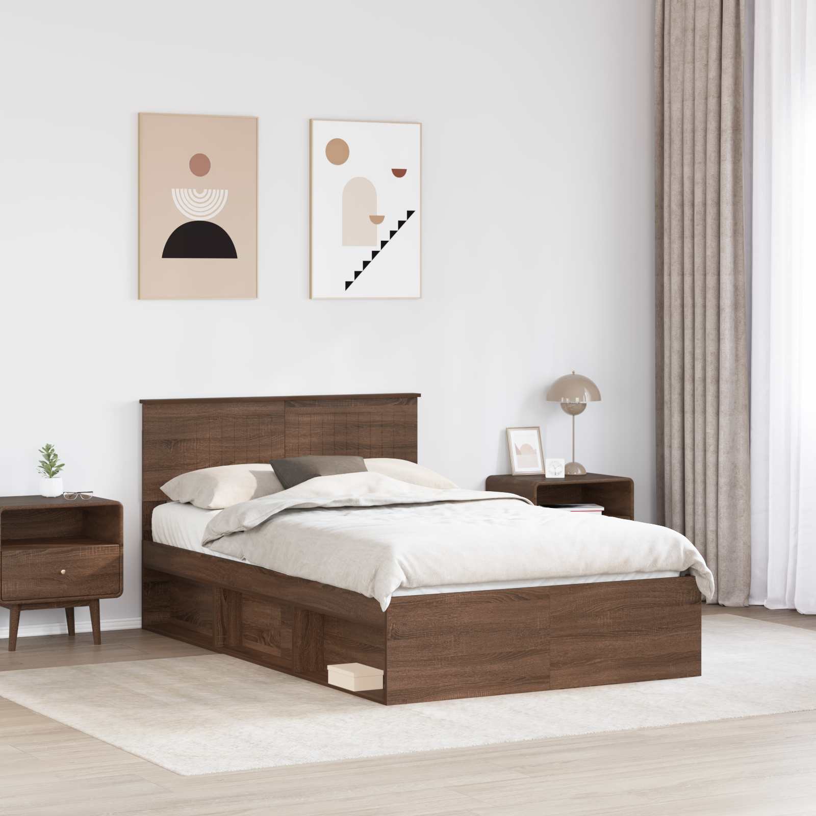 Bedframe Bruin Eiken 120 x 200 cm Massief grenenhout is nu te koop bij PeponiXL, paradijselijk wonen!
