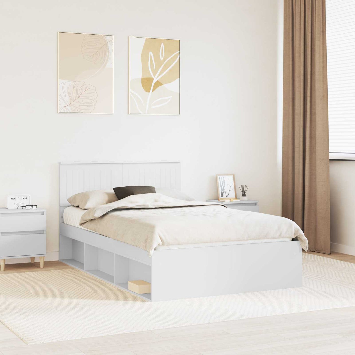 Bedframe met hoofdeinde Wit 120 x 190 cm Massief grenenhout is nu te koop bij PeponiXL, paradijselijk wonen!