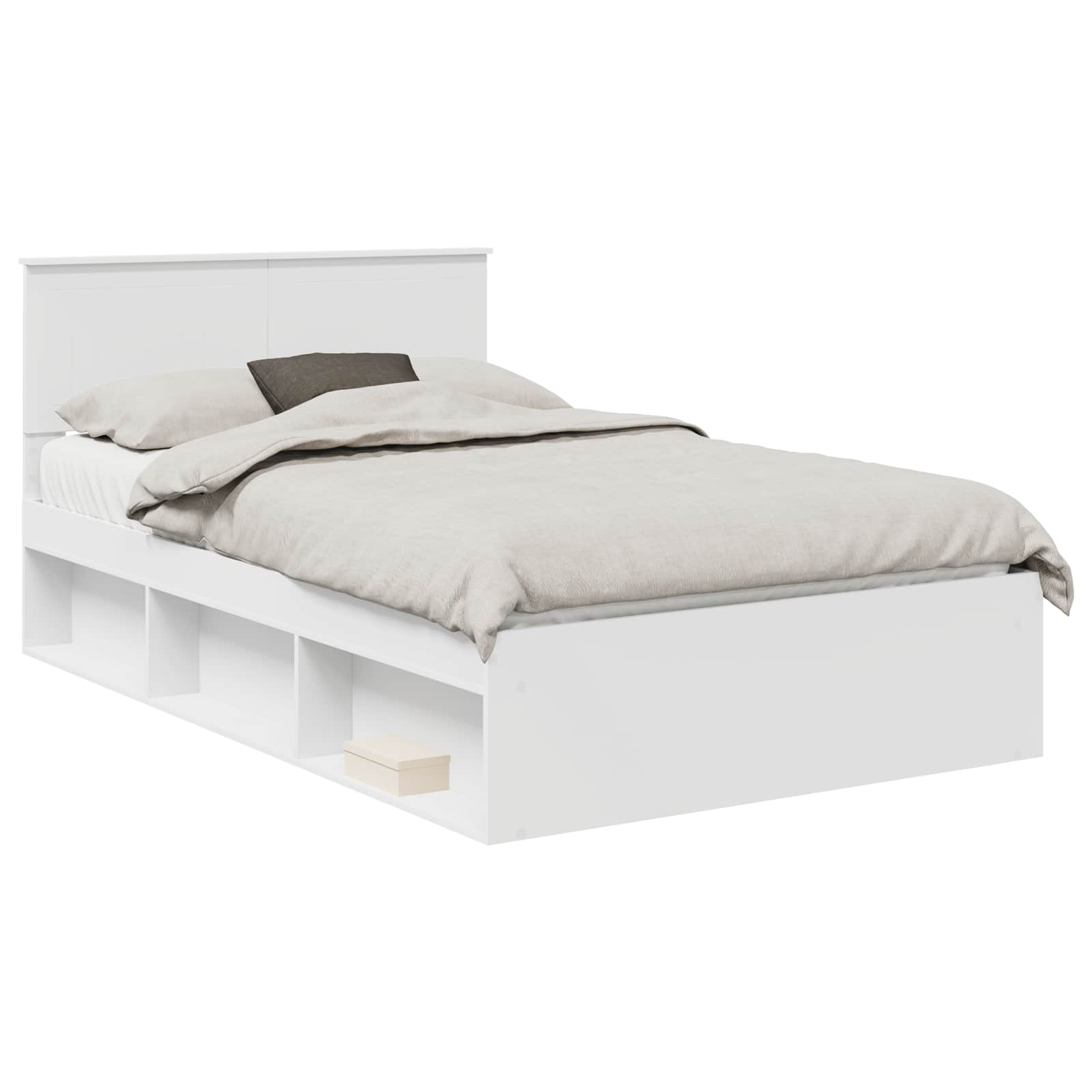 Bedframe met hoofdeinde Wit 120 x 190 cm Massief grenenhout is nu te koop bij PeponiXL, paradijselijk wonen!