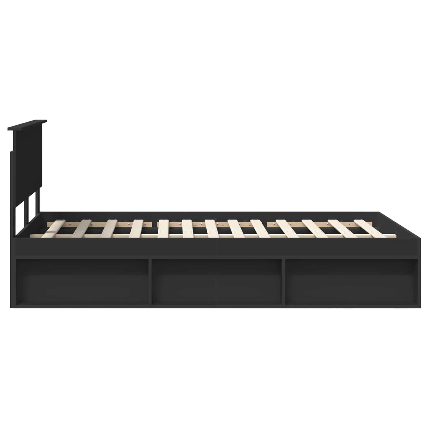 Bedframe met hoofdeinde Zwart 120 x 190 cm Massief grenenhout is nu te koop bij PeponiXL, paradijselijk wonen!