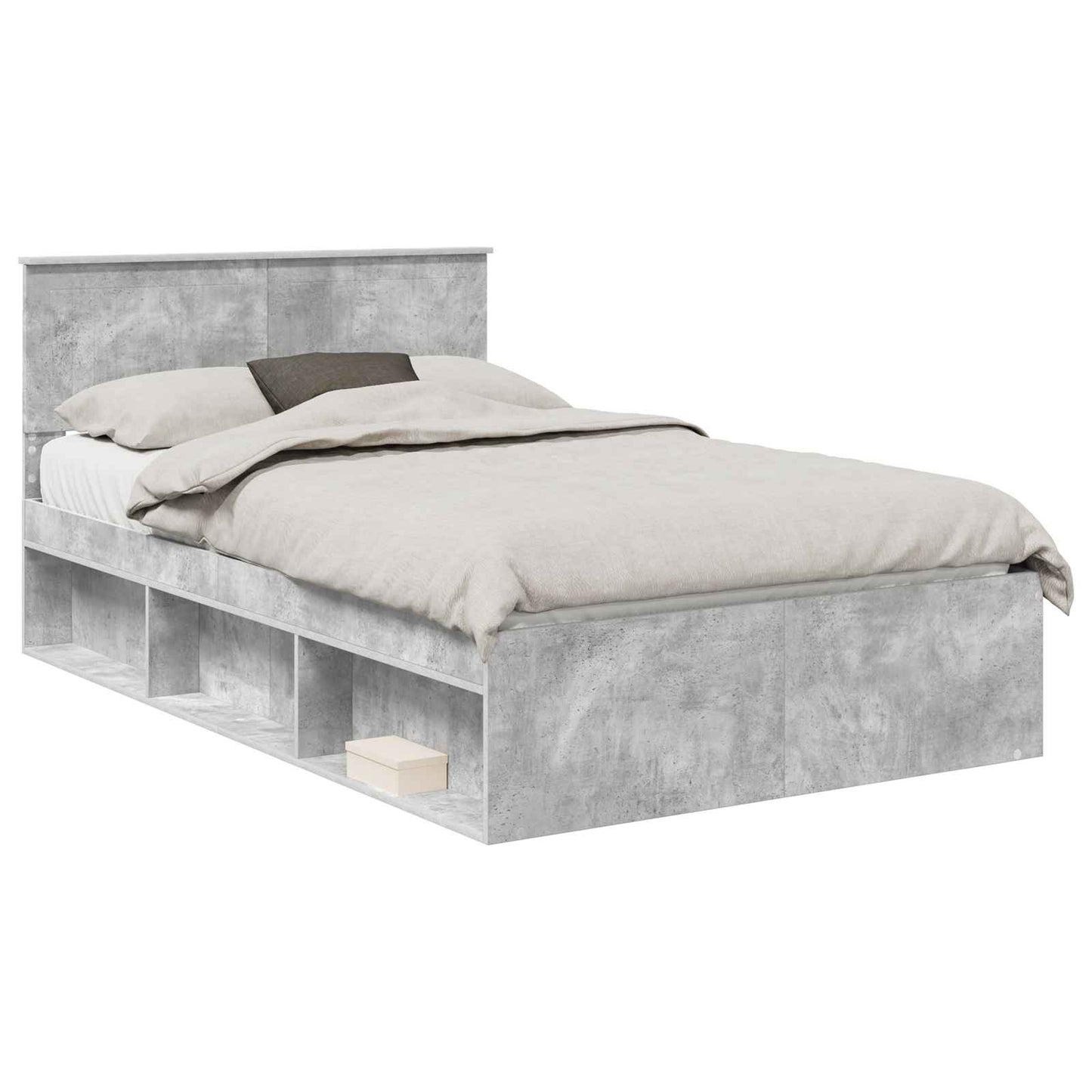 Bedframe met hoofdeinde Beton 120 x 190 cm Massief grenenhout is nu te koop bij PeponiXL, paradijselijk wonen!