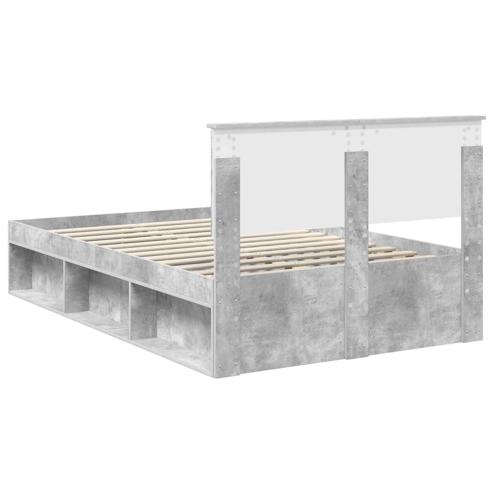 Bedframe met hoofdeinde Beton 120 x 190 cm Massief grenenhout is nu te koop bij PeponiXL, paradijselijk wonen!