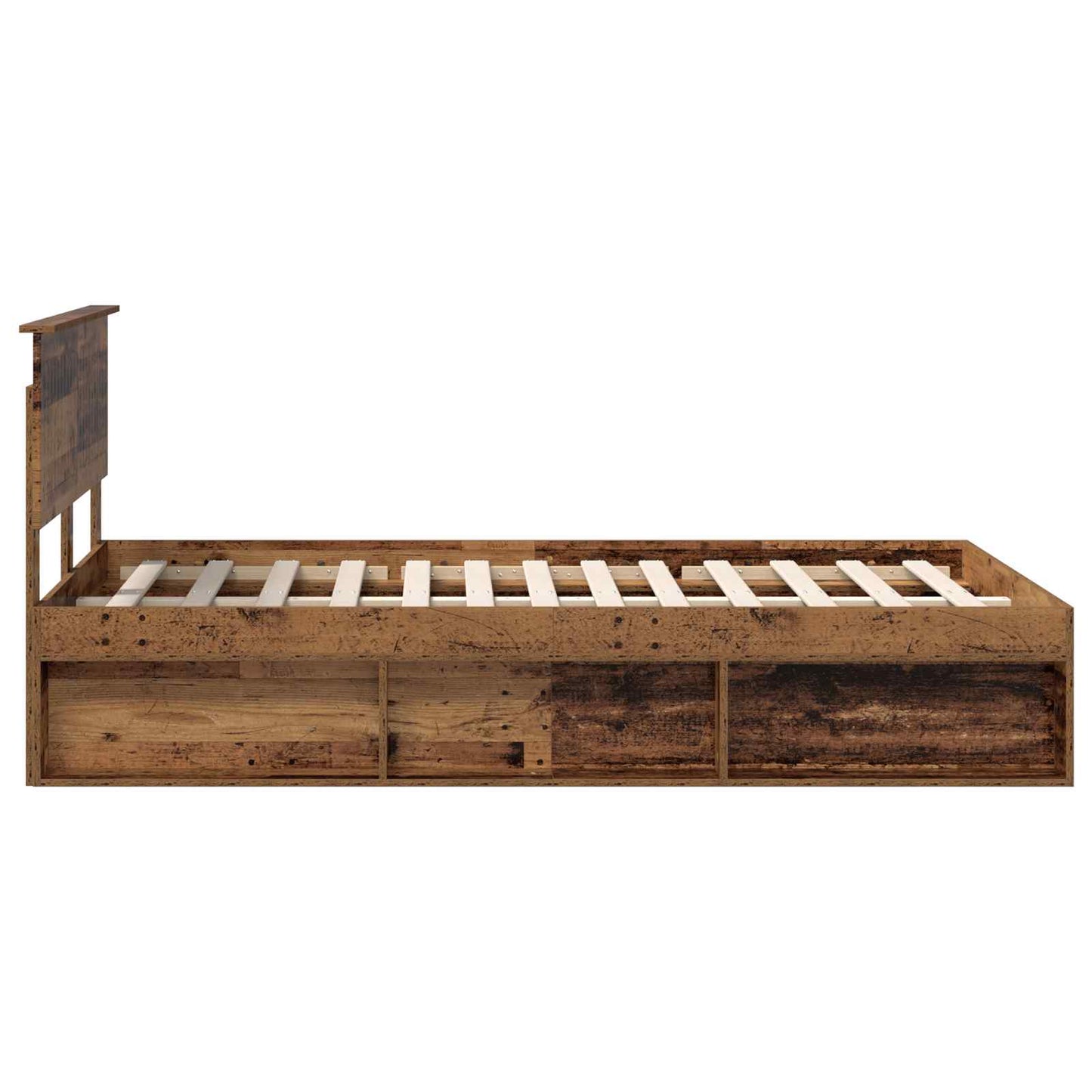 Bedframe met hoofdeinde Oudhout 120 x 190 cm Massief grenenhout is nu te koop bij PeponiXL, paradijselijk wonen!