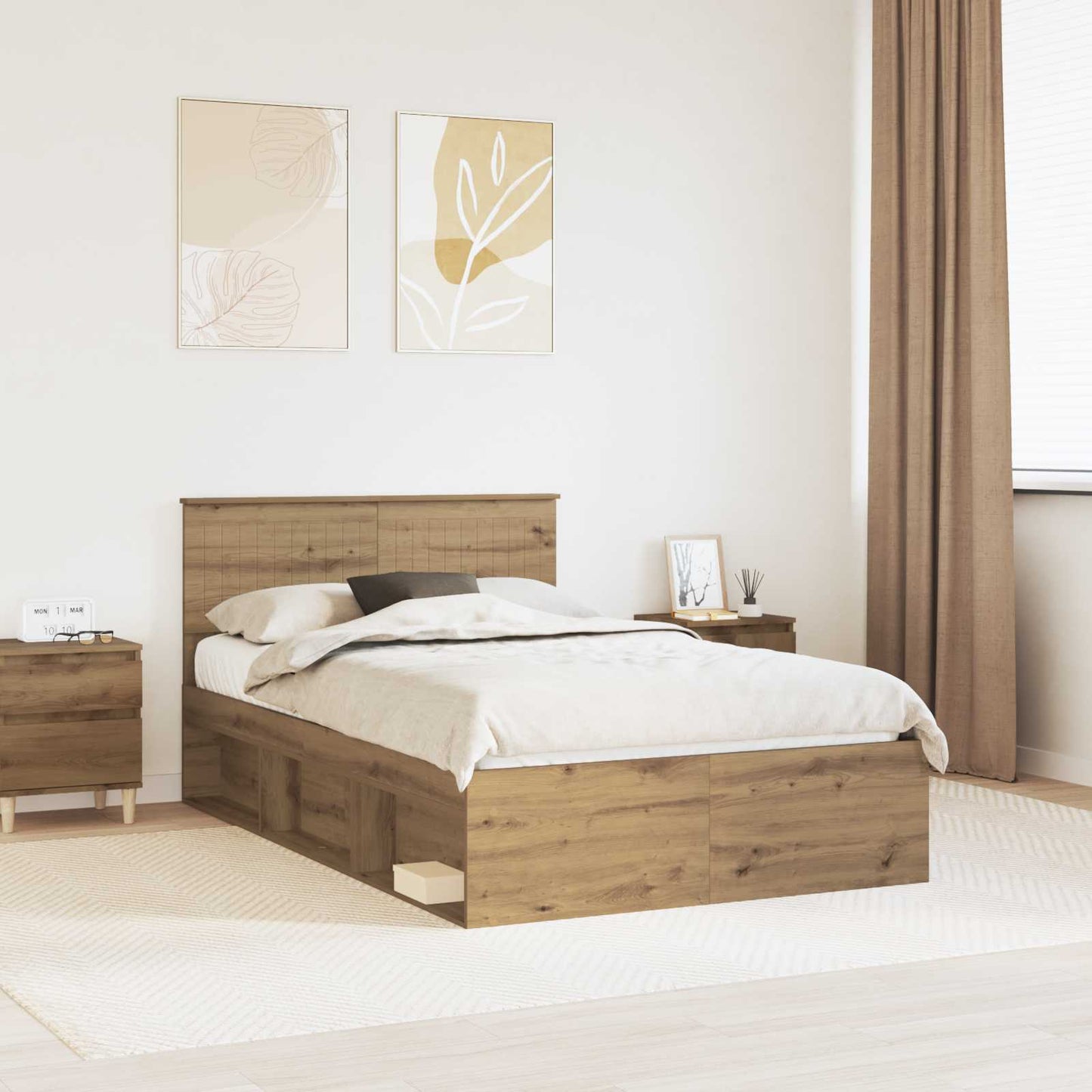 Bedframe Ambachtelijk eiken 120 x 190 cm Massief grenenhout is nu te koop bij PeponiXL, paradijselijk wonen!