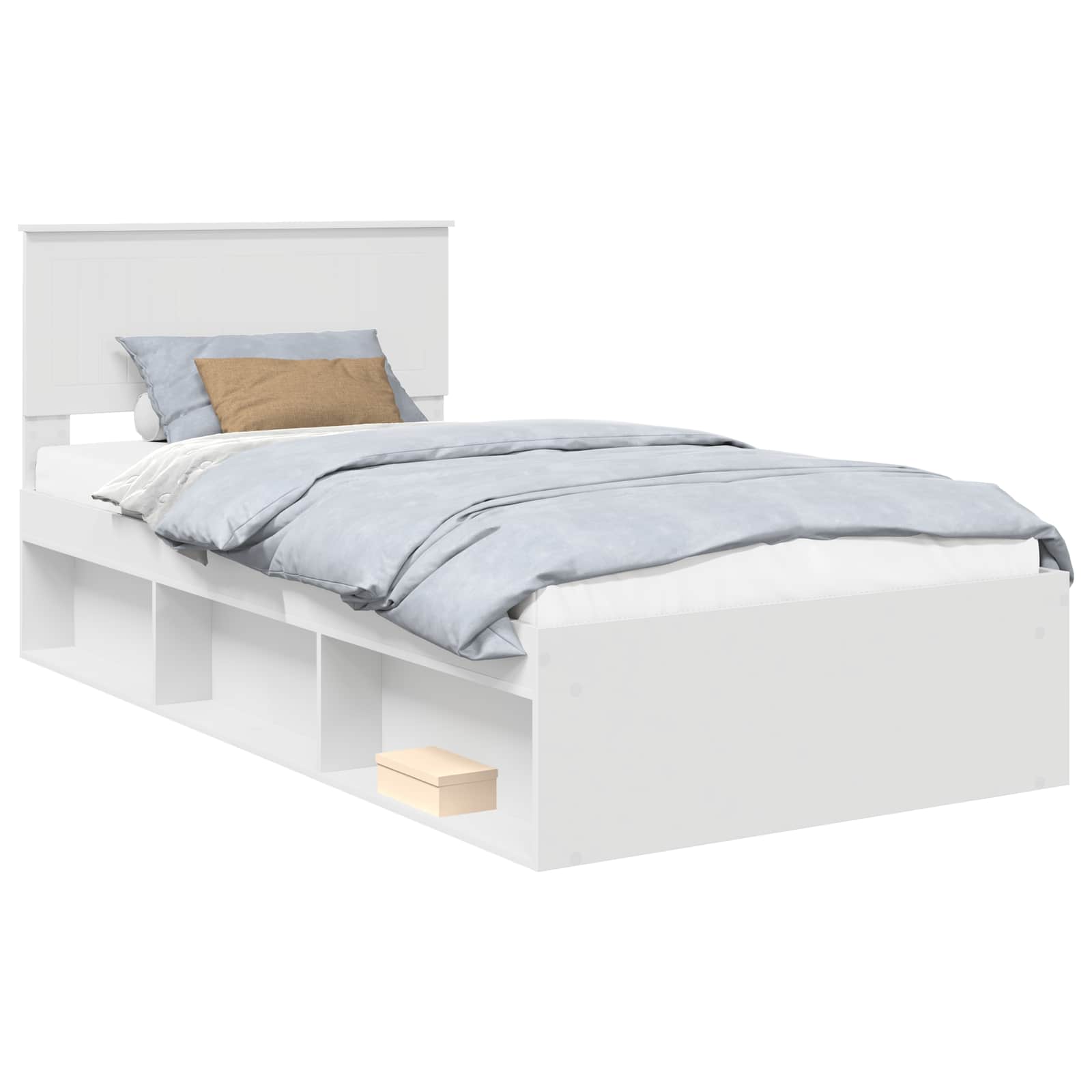 Bedframe met hoofdeinde Wit 100 x 200 cm Massief grenenhout is nu te koop bij PeponiXL, paradijselijk wonen!
