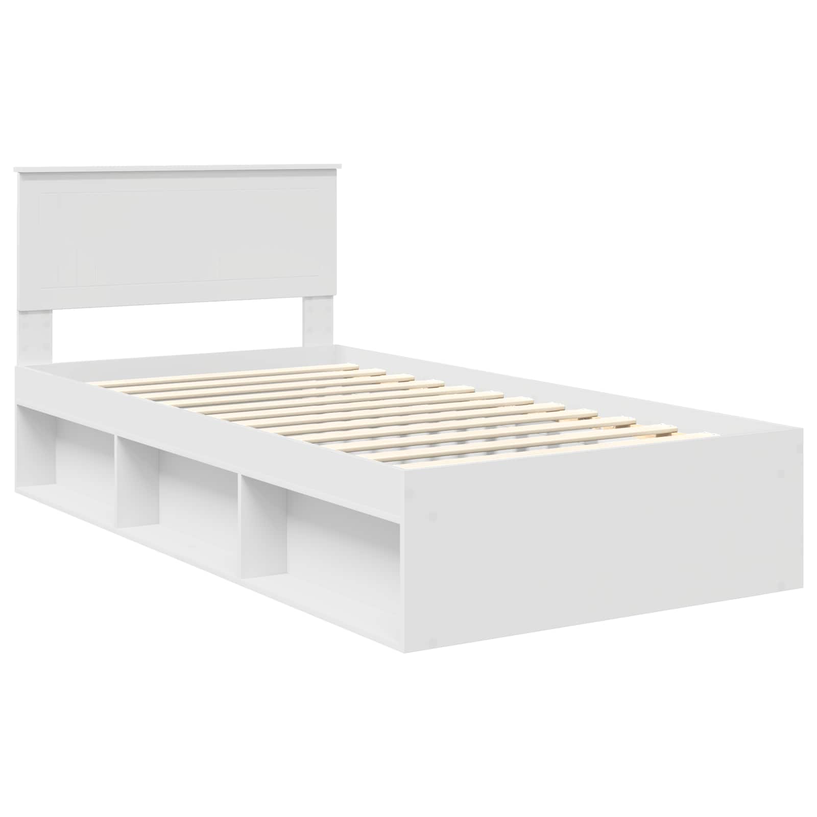 Bedframe met hoofdeinde Wit 100 x 200 cm Massief grenenhout is nu te koop bij PeponiXL, paradijselijk wonen!