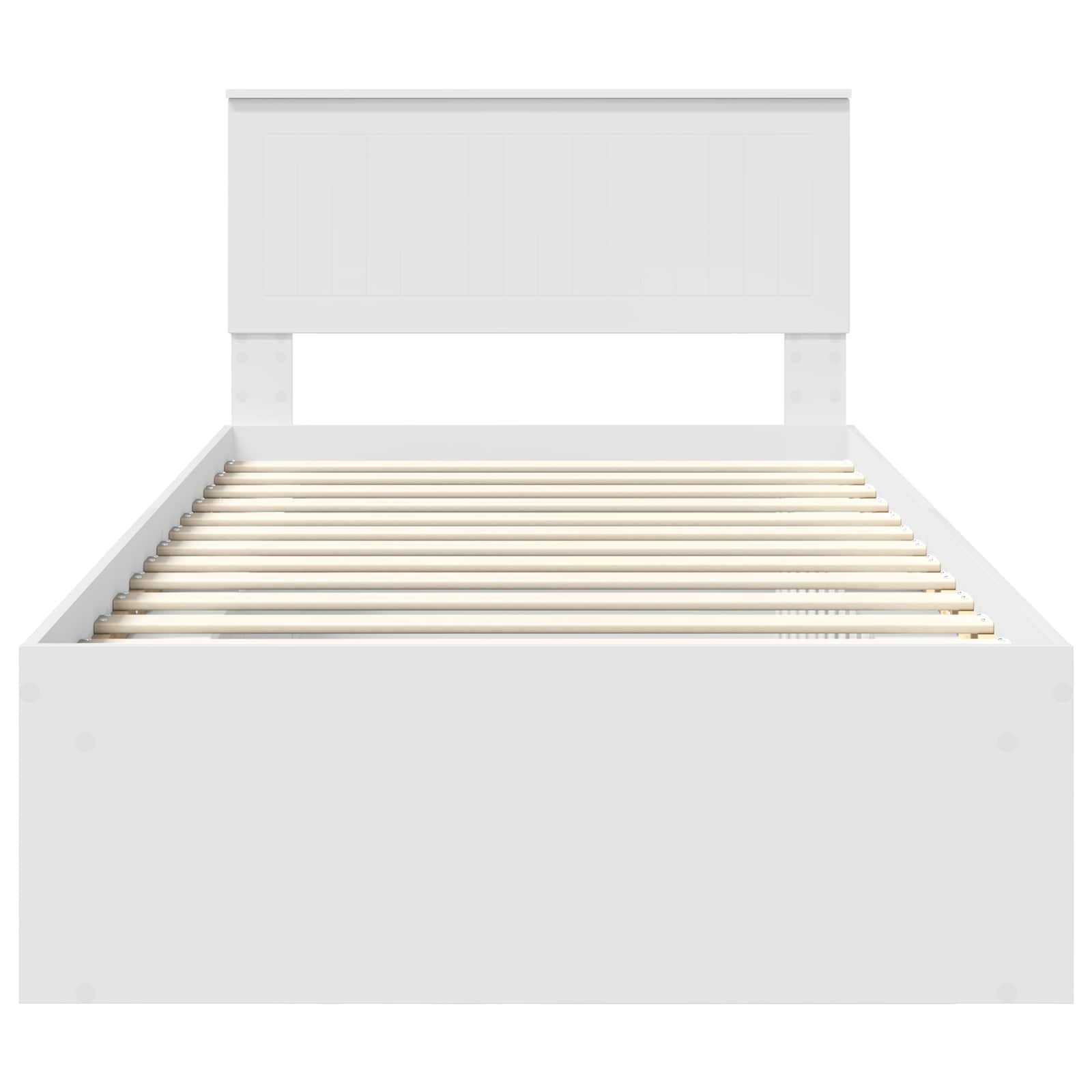 Bedframe met hoofdeinde Wit 100 x 200 cm Massief grenenhout is nu te koop bij PeponiXL, paradijselijk wonen!